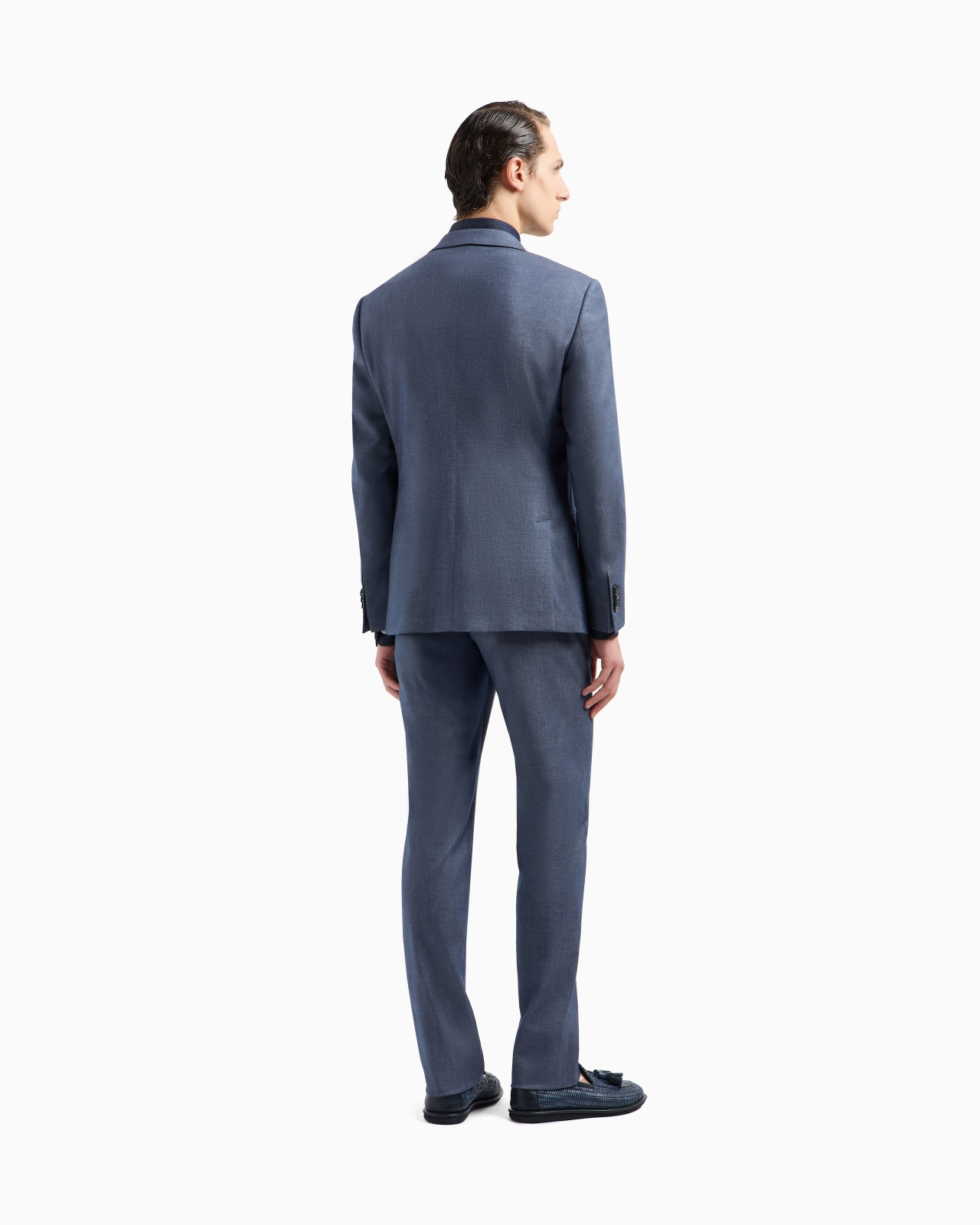 SOHO LINE DOUBLE-BREASTED DENIM-EFFECT CASHMERE AND STRETCH COTTON SUIT - 3
