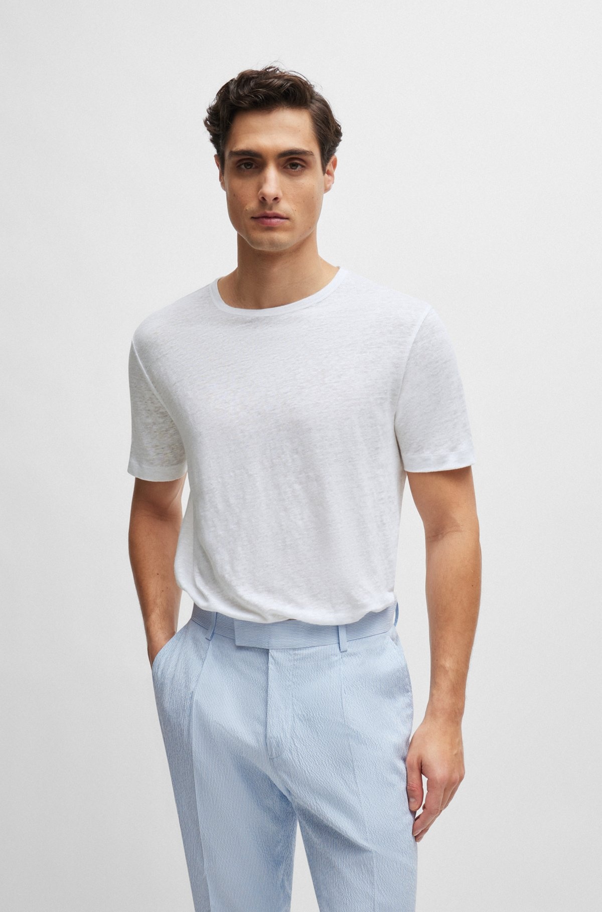 REGULAR-FIT T-SHIRT IN LINEN - 2