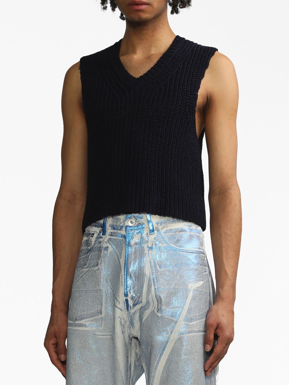 chunky ribbed-knit vest - 3