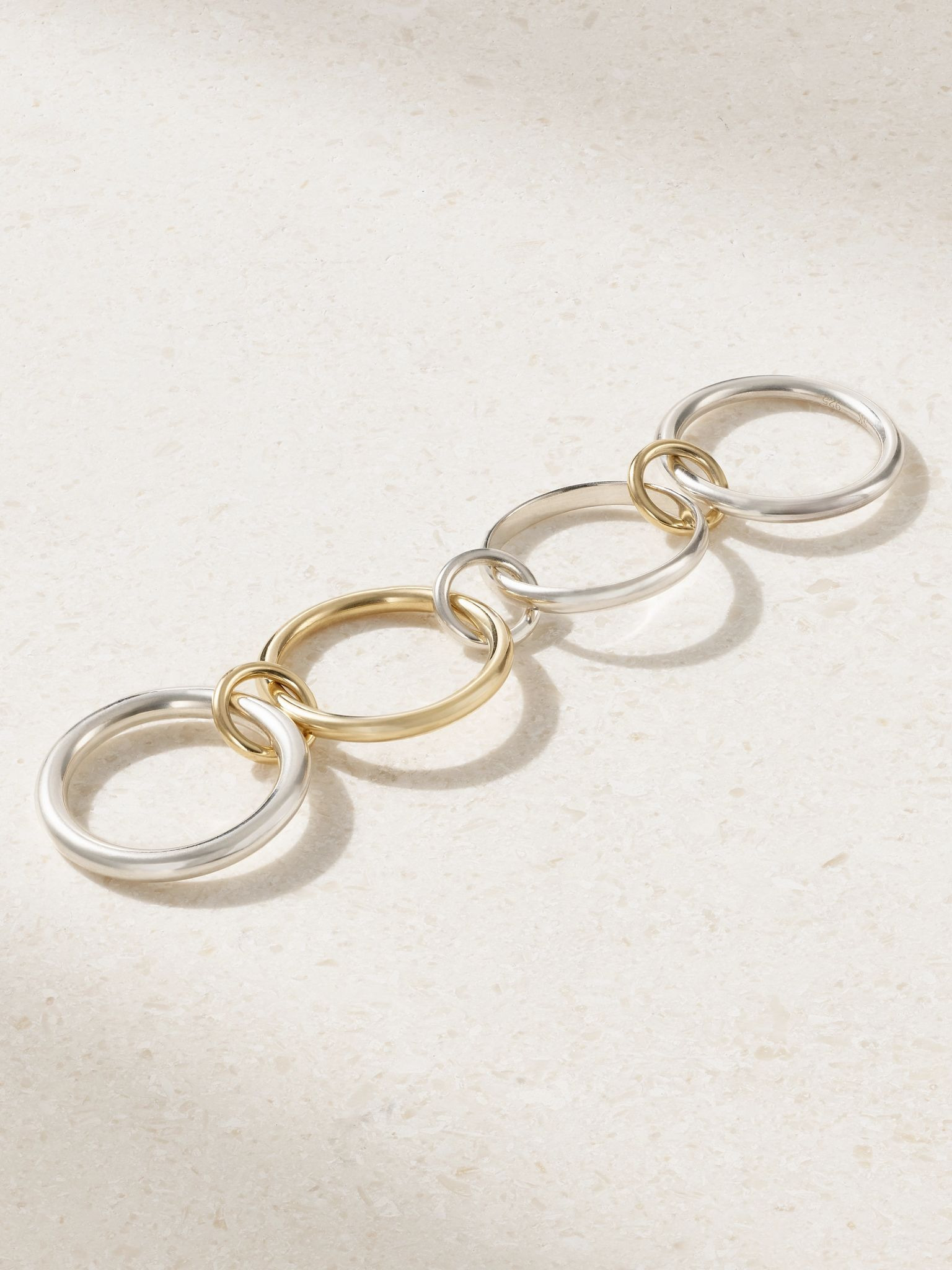 Cancer set of four 18-karat gold and sterling silver ring Gold - 4