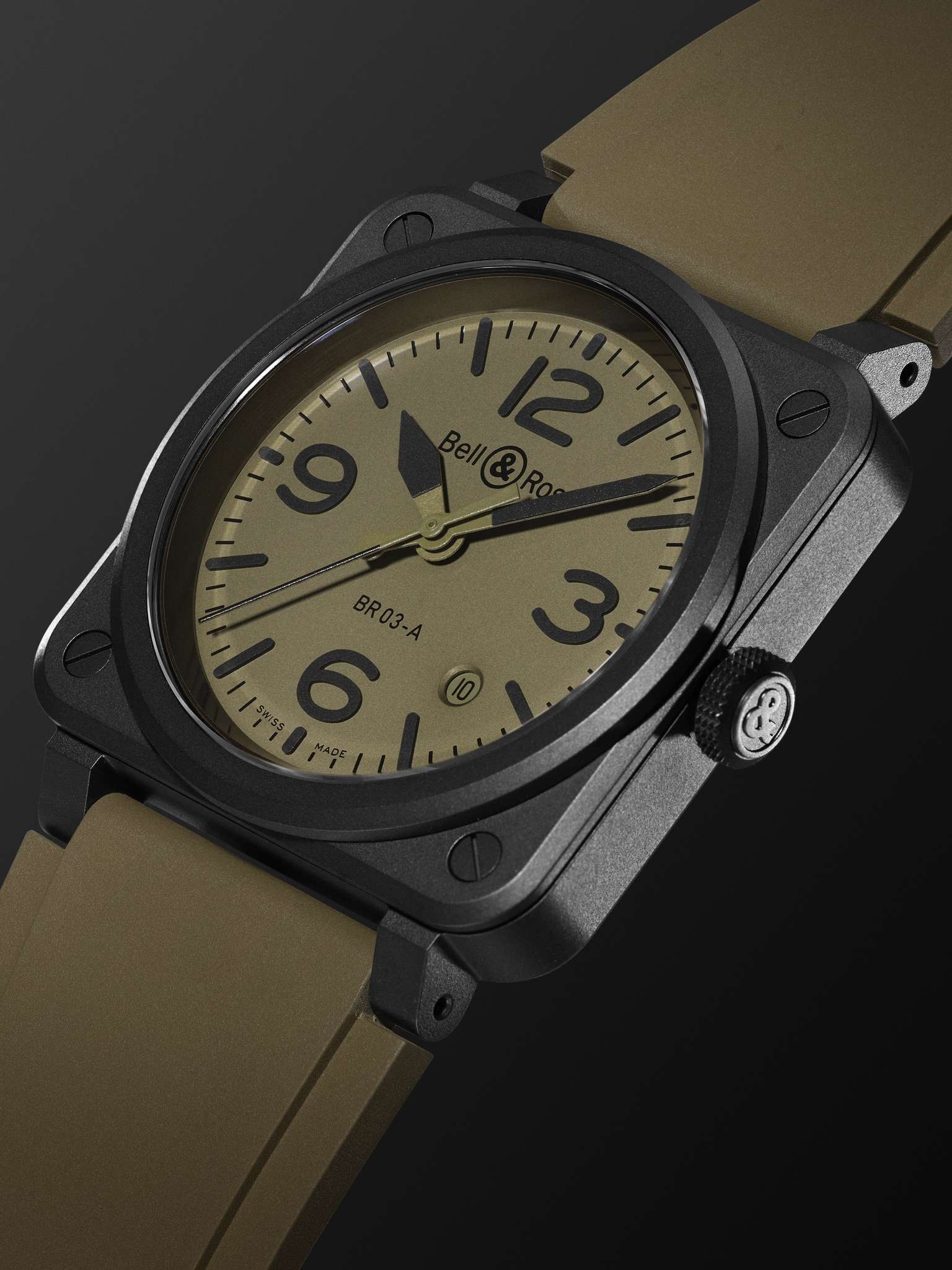 BR 03 Automatic 41mm Ceramic and Rubber Watch, Ref. No. BR03A-MIL-CE/SRB - 3