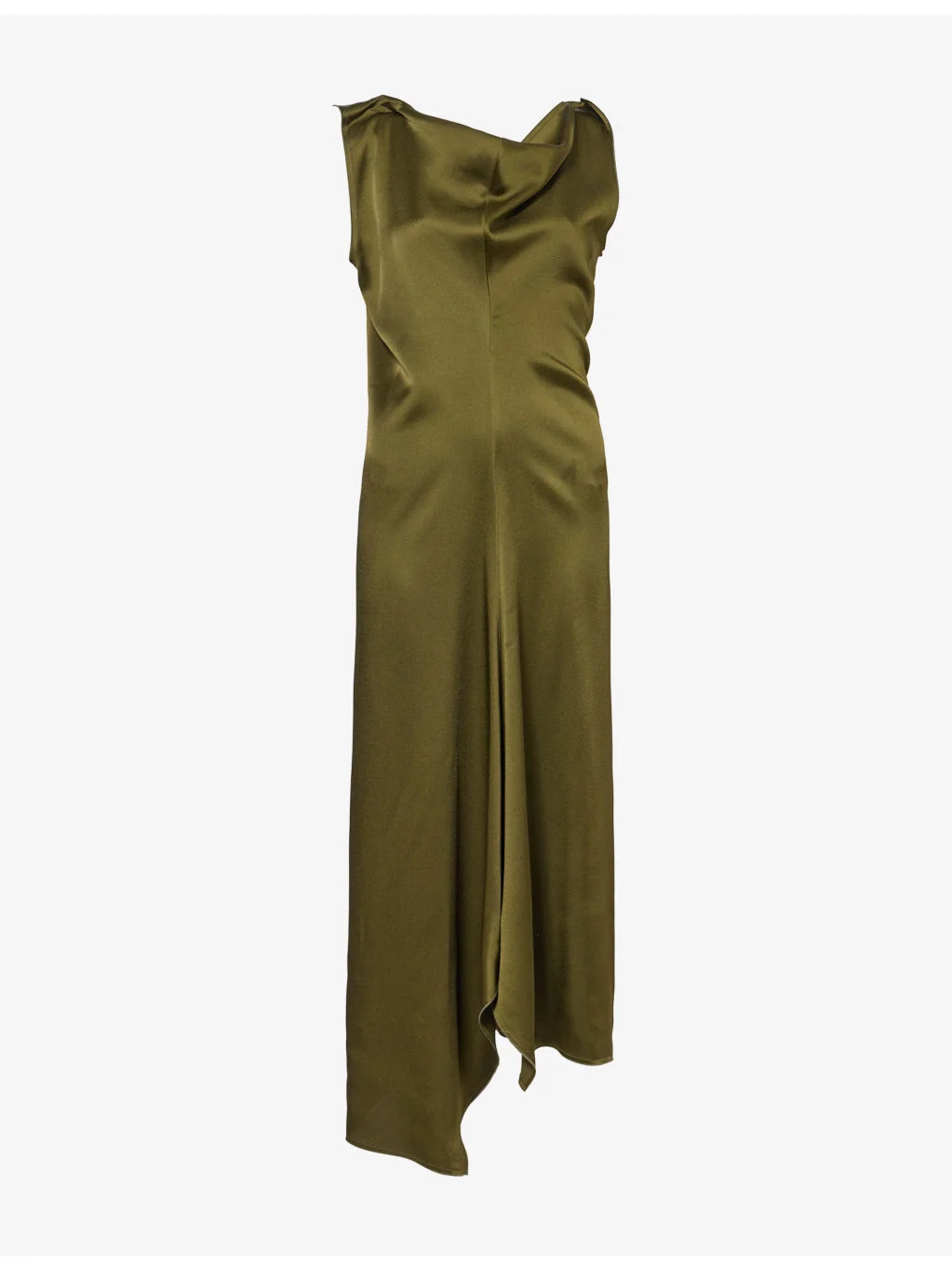 Tailored Draped Crepe-Back Satin Midi Dress - 1