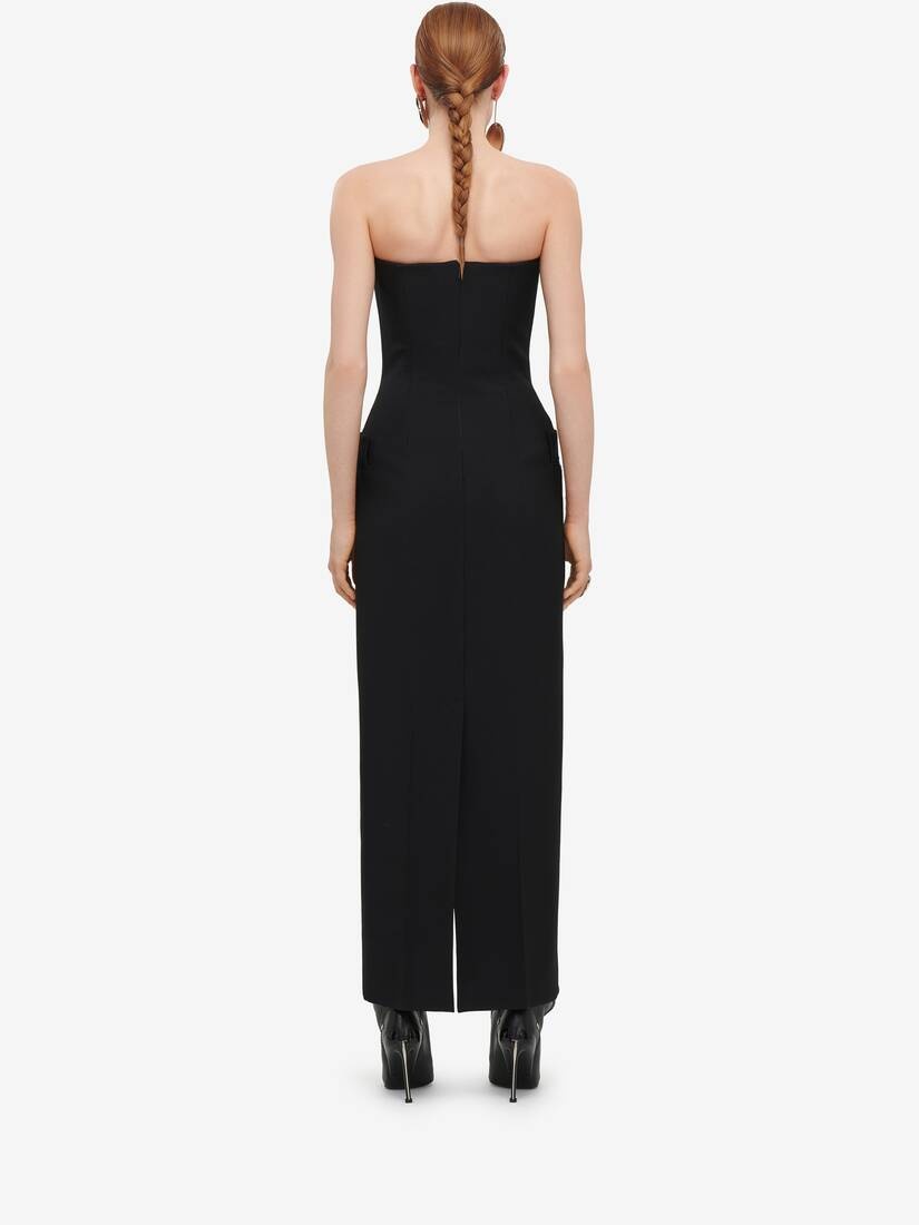 Women's Tailored Bustier Dress in Black - 4