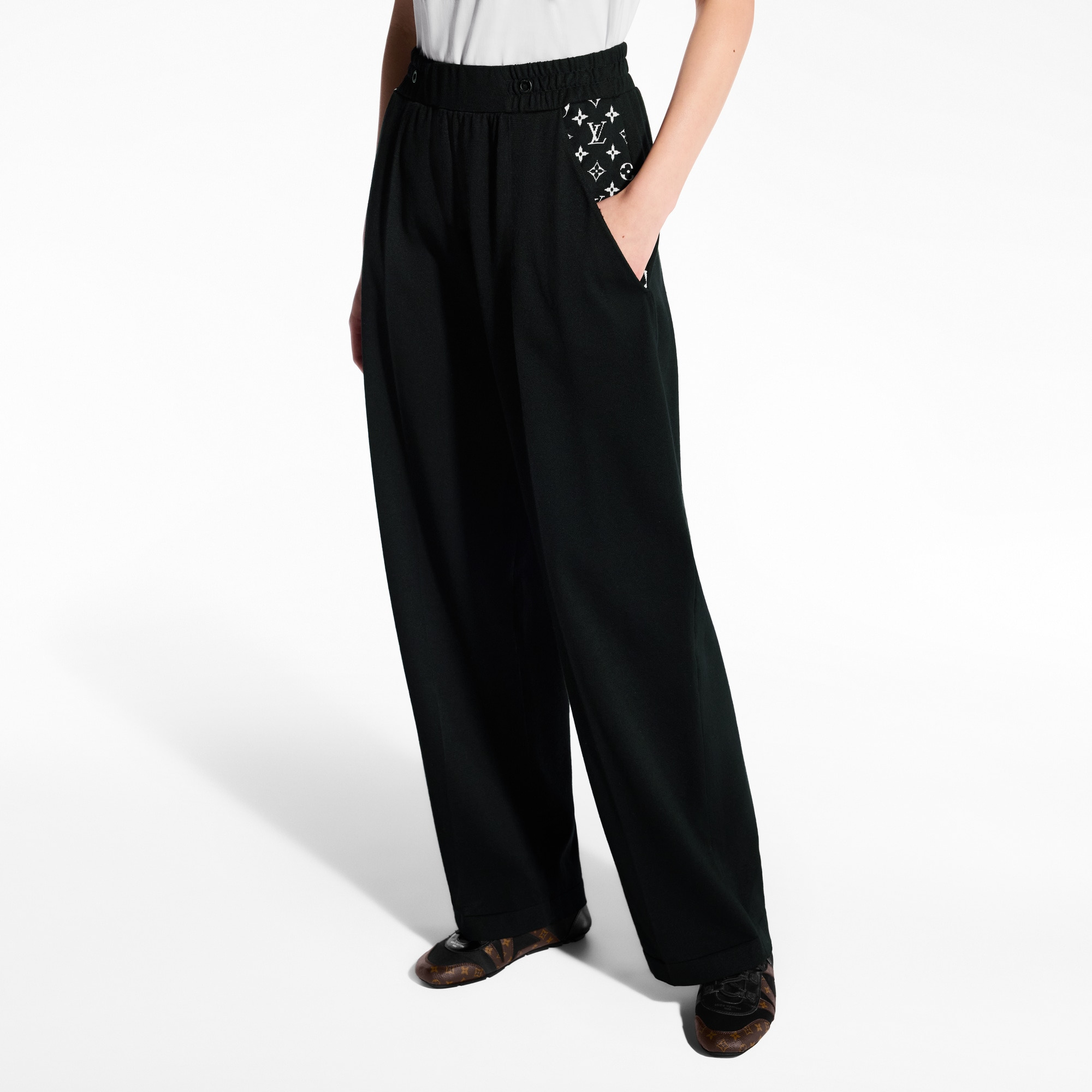 Monogram Accent Wide-Leg Jogging Pants - 2