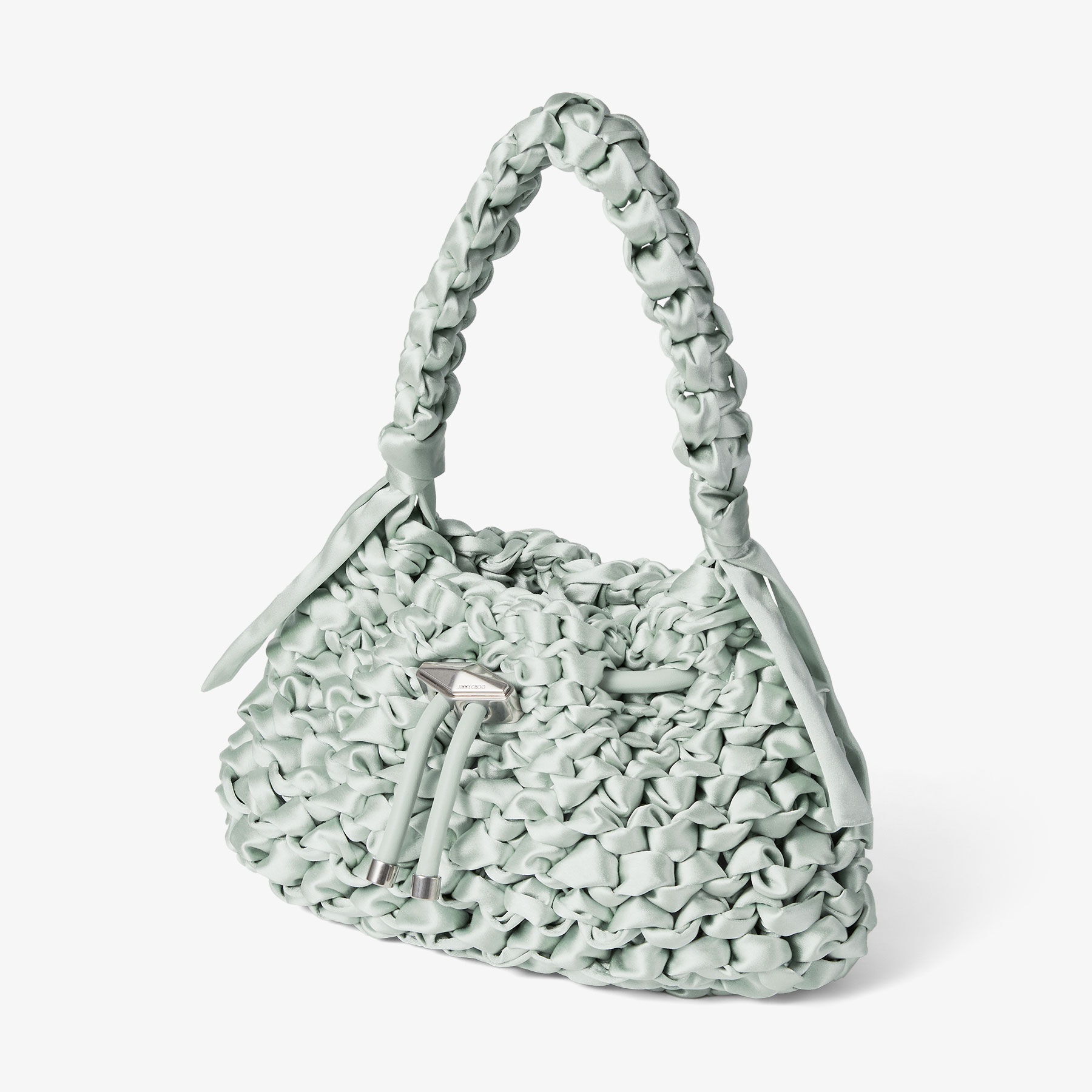 Cinch S
Light Verde Woven Satin Shoulder Bag - 3