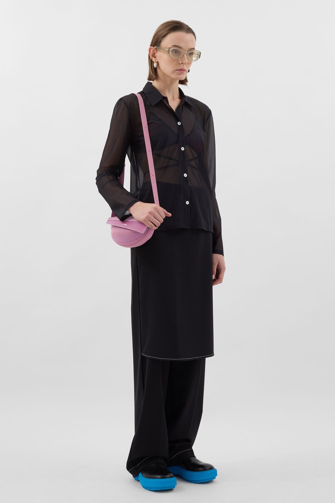 SHEER TULLE SHIRT / black - 3