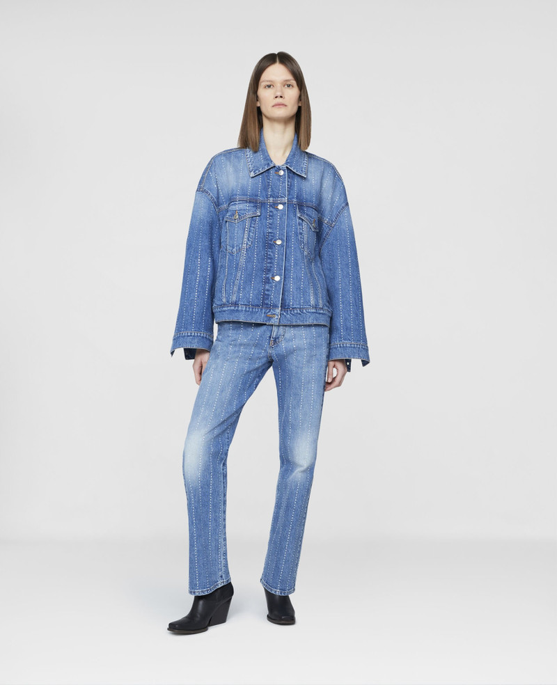 Stella McCartney Diamanté Striped Oversized Denim Jacket outlook