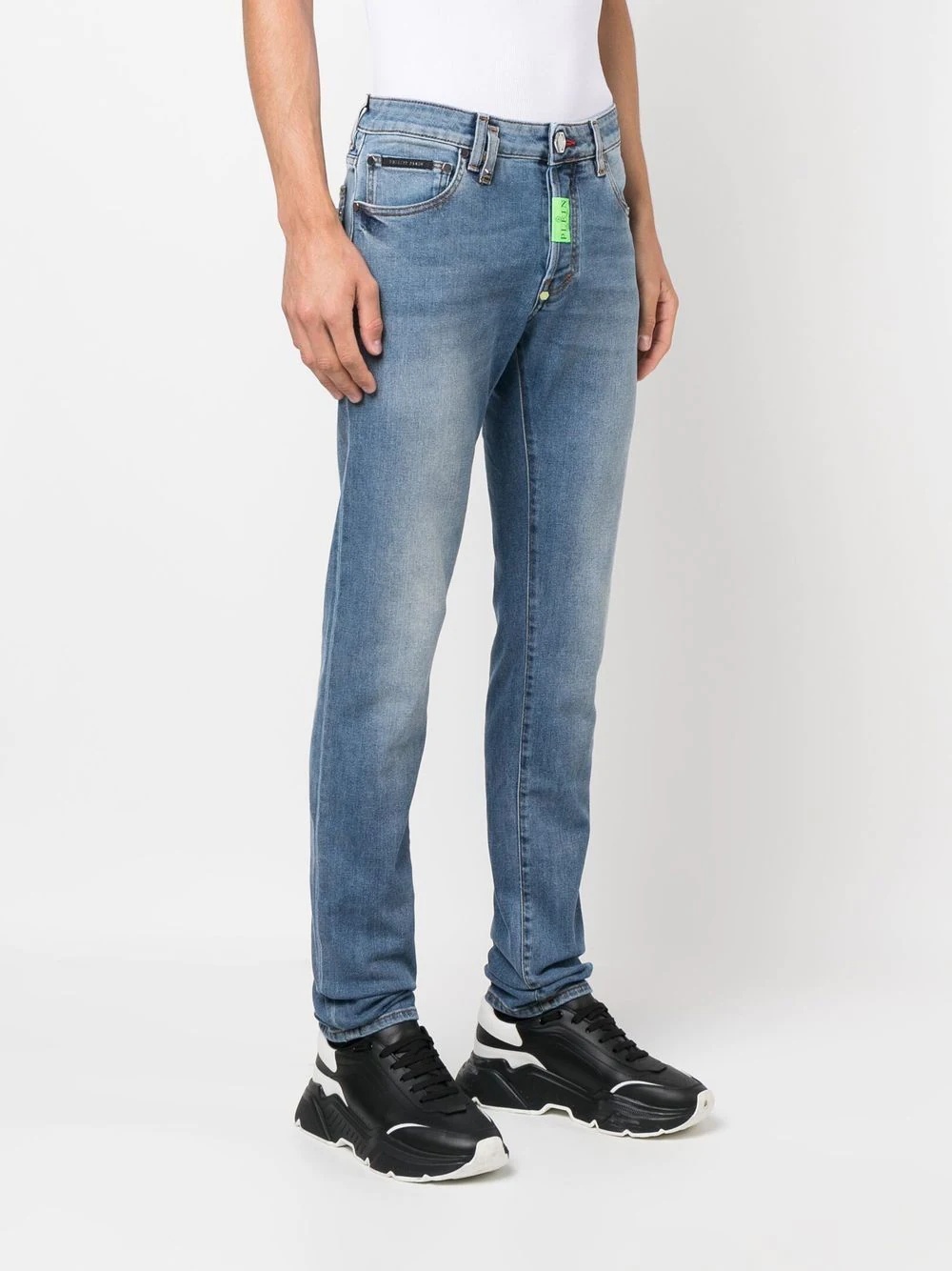 logo-plaque slim-cut jeans - 3