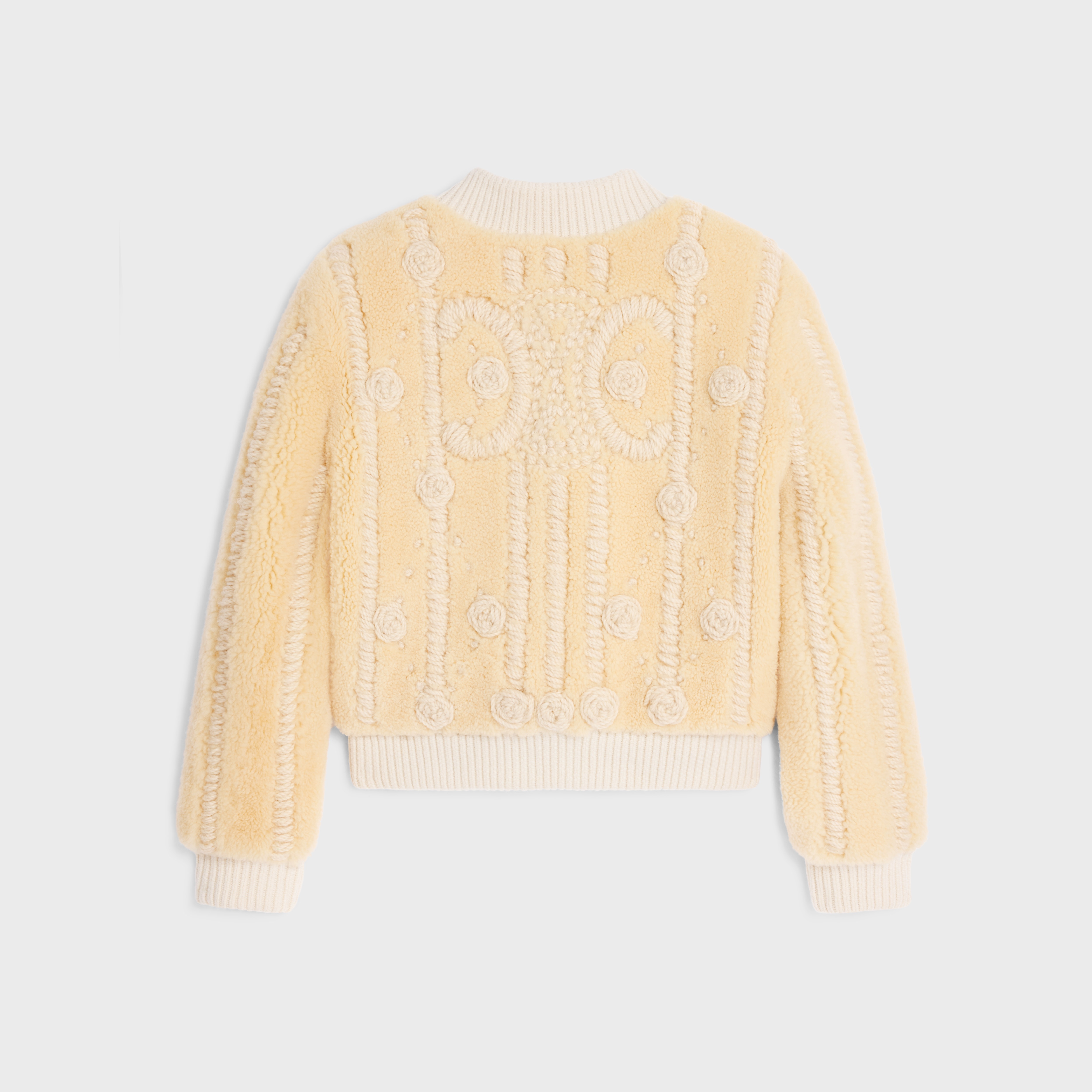 triomphe cardigan jacket in curly lambskin - 2