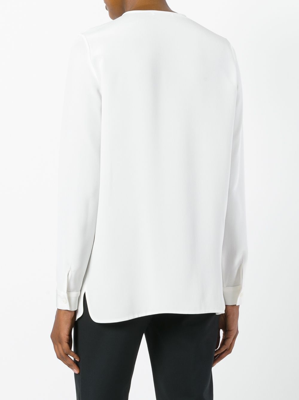 CREW NECK LONG SLEEVE WHITE BLOUSE "White Blouses" - 4