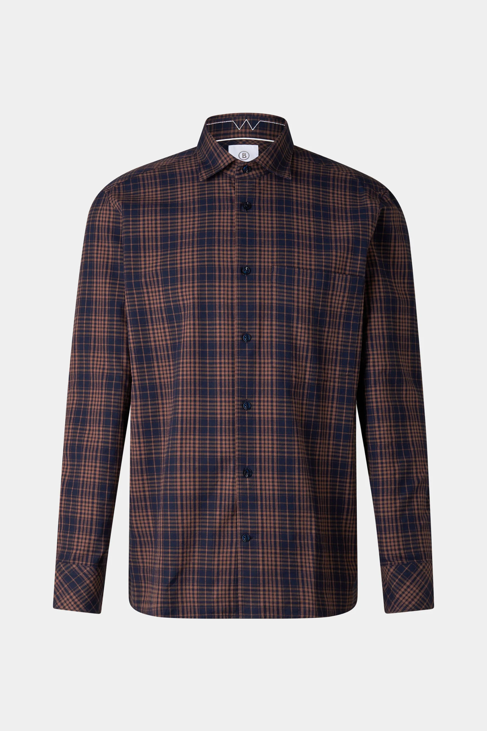 Hardy cotton shirt in Brown/navy blue - 1