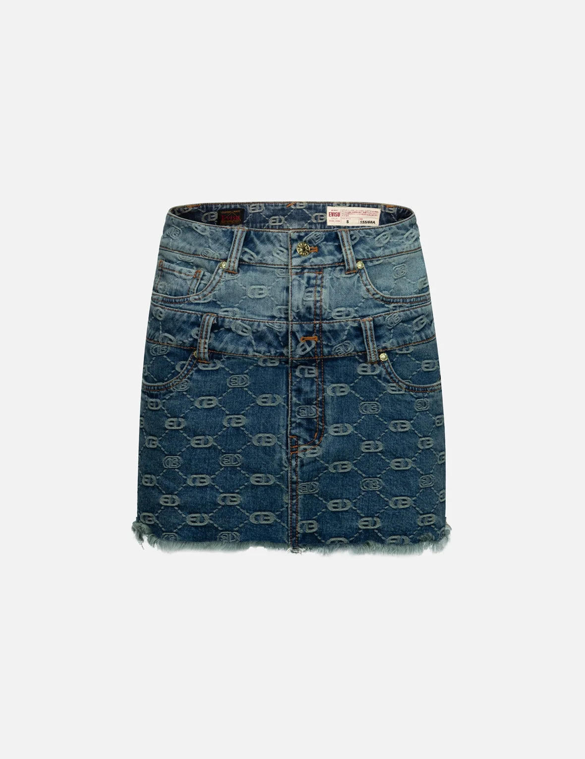 2-IN-1 ALLOVER LOGO JACQUARD REGULAR FIT DENIM SKIRT - 1