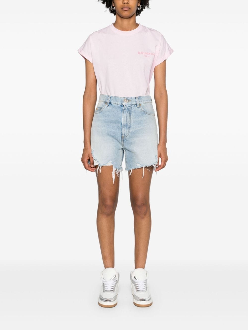 high-rise denim shorts - 2
