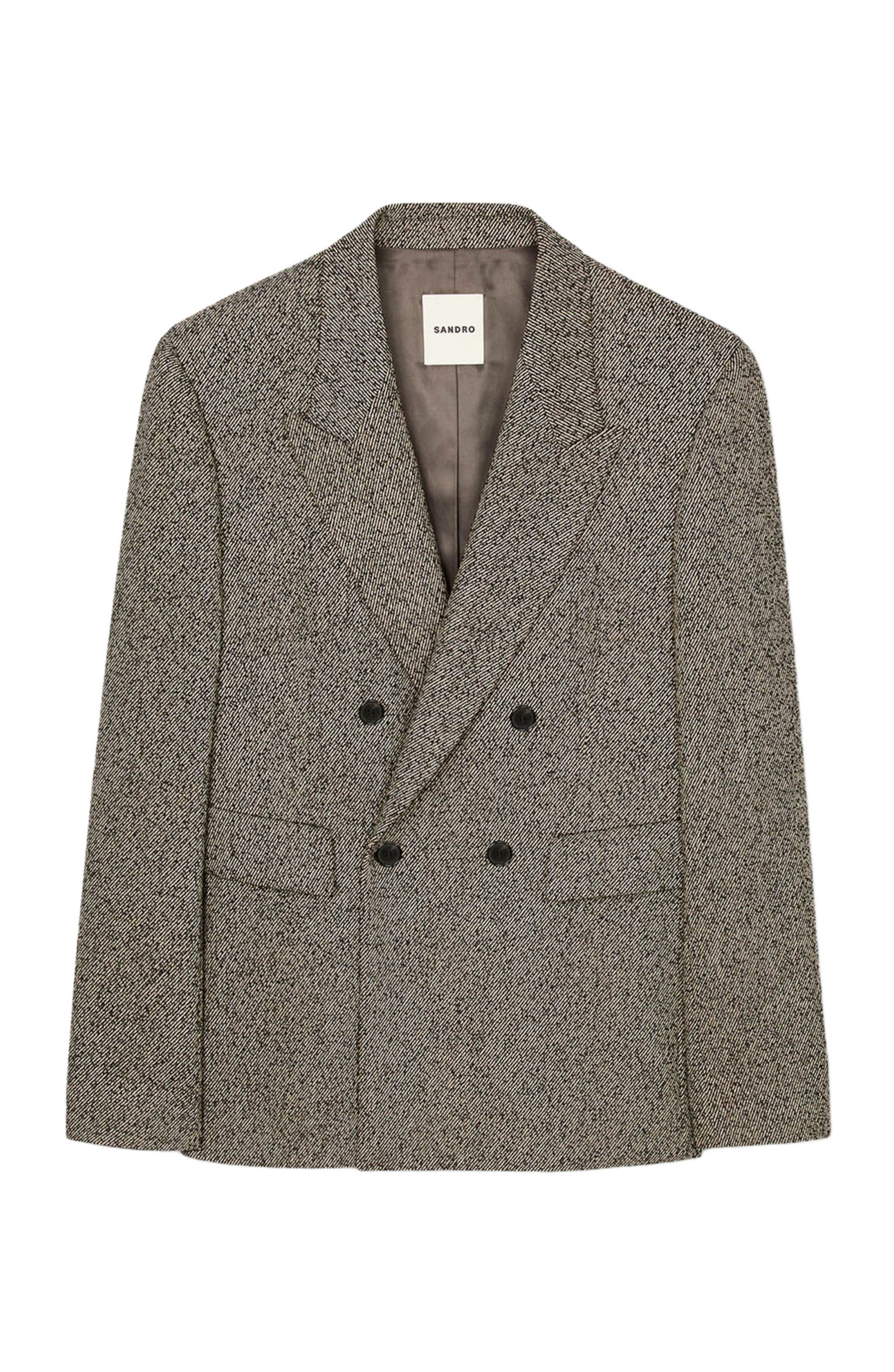 SANDRO Double-breasted suit jacket in String Chine at Nordstrom - 6