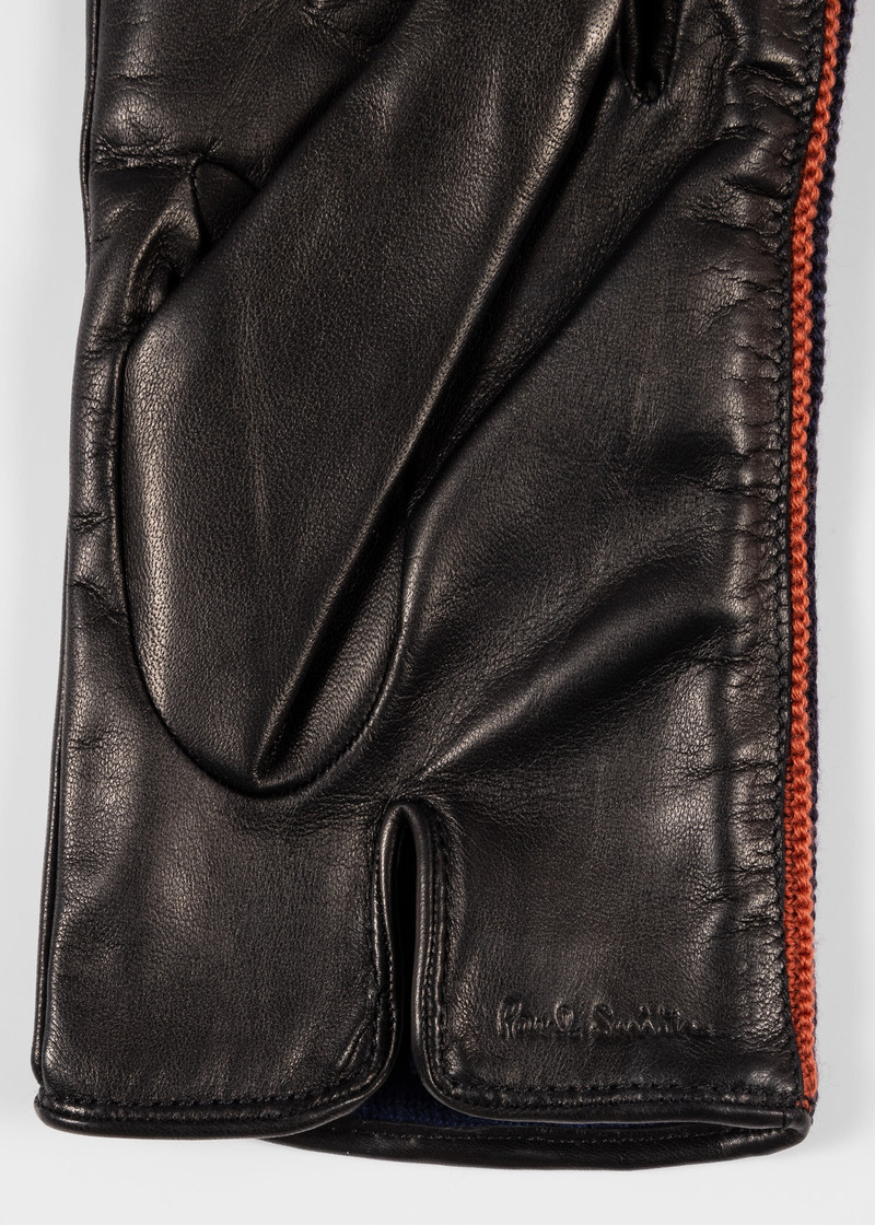 Leather Gloves With Knitted 'Artist Stripe' Trim 3
