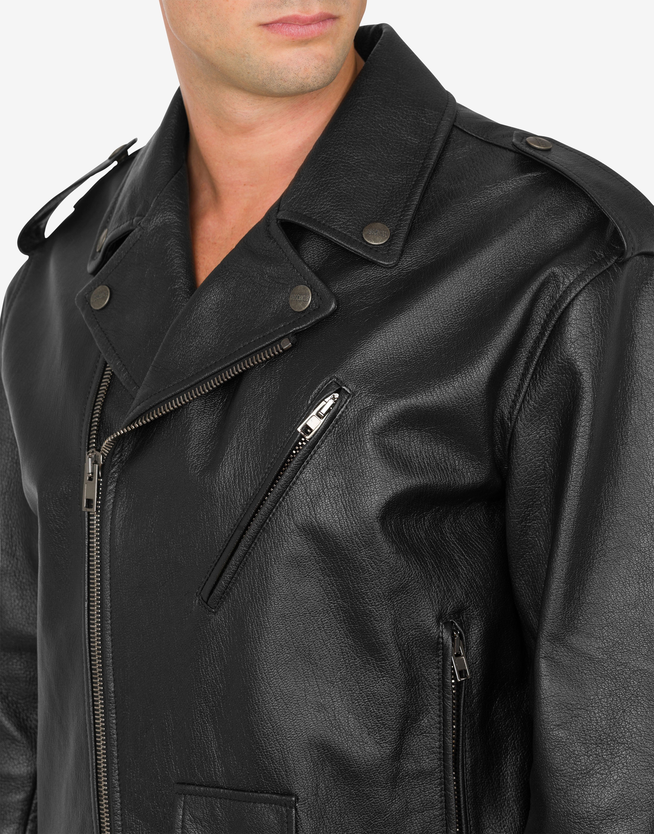 NAPPA LEATHER BIKER JACKET WITH LACES - 4