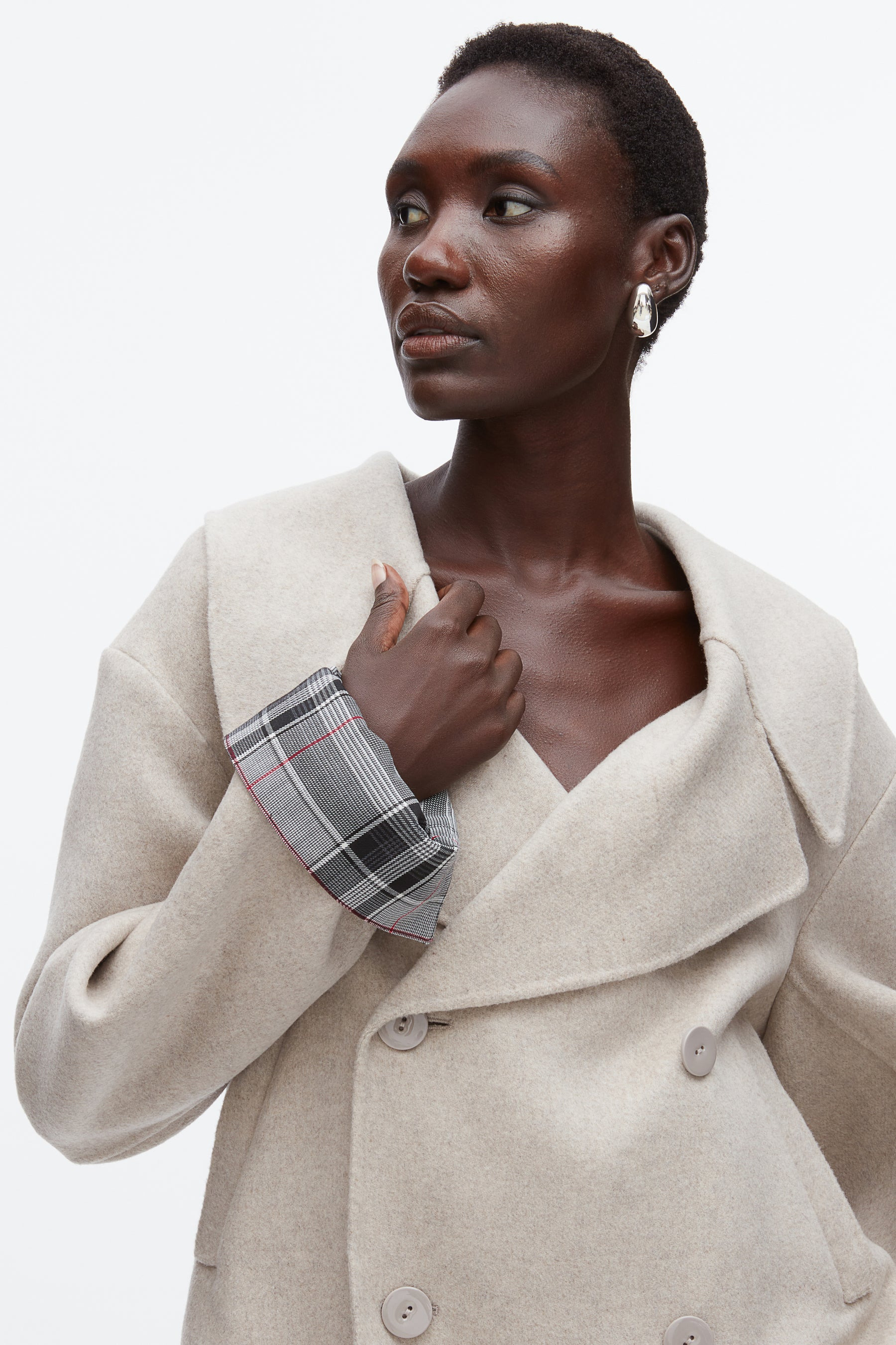 Double Face Cropped Peacoat - 7