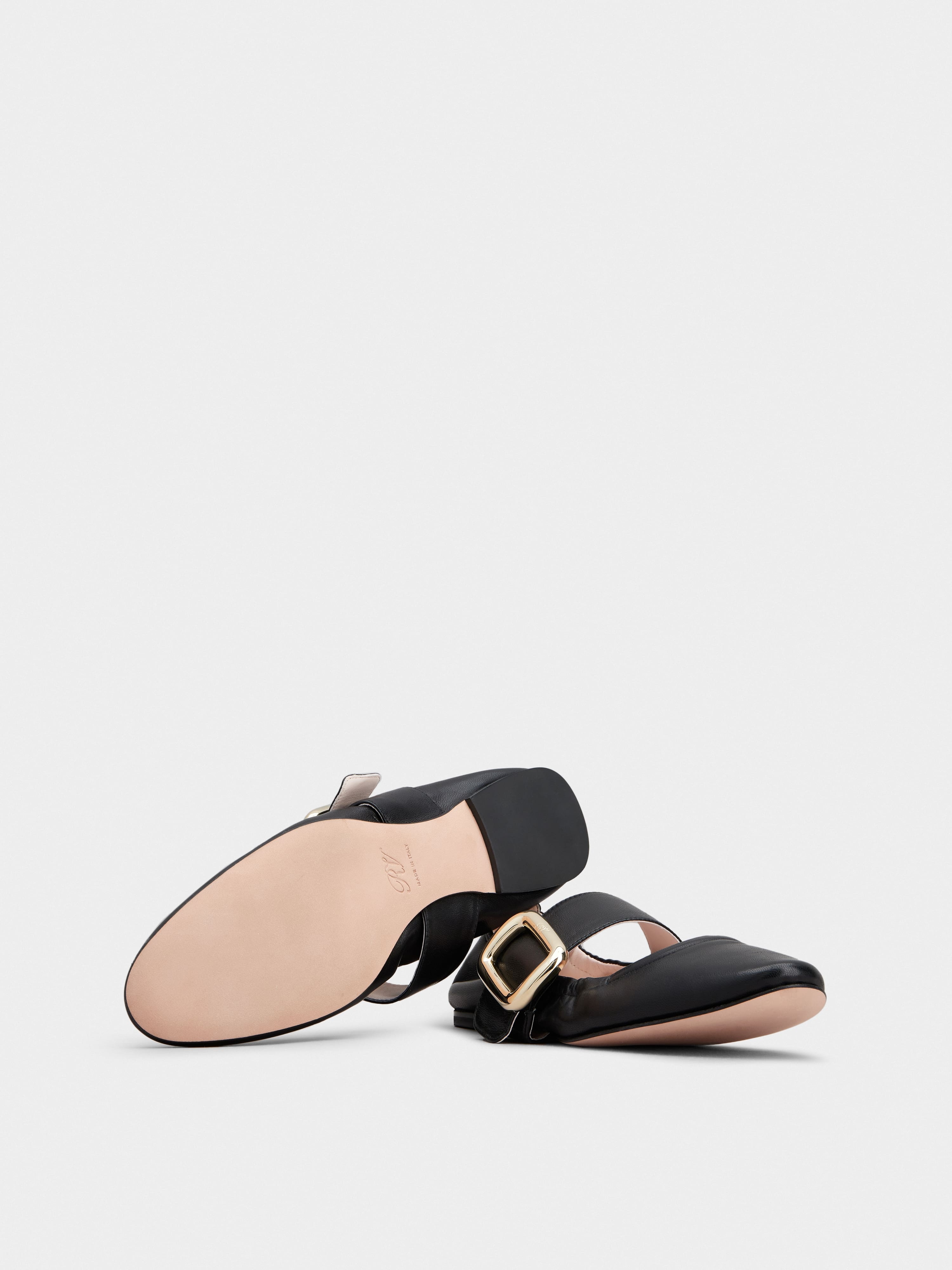 Viv' Choc Metal Buckle Babies Ballerinas in Leather - 6