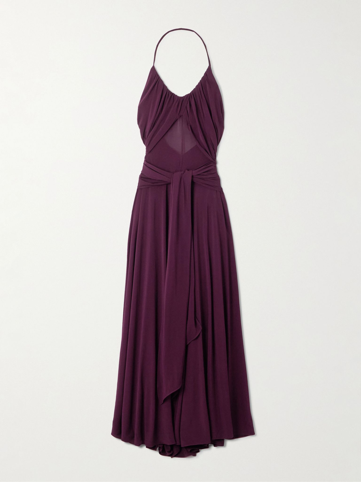Stretch-jersey halterneck maxi dress Burgundy - 1