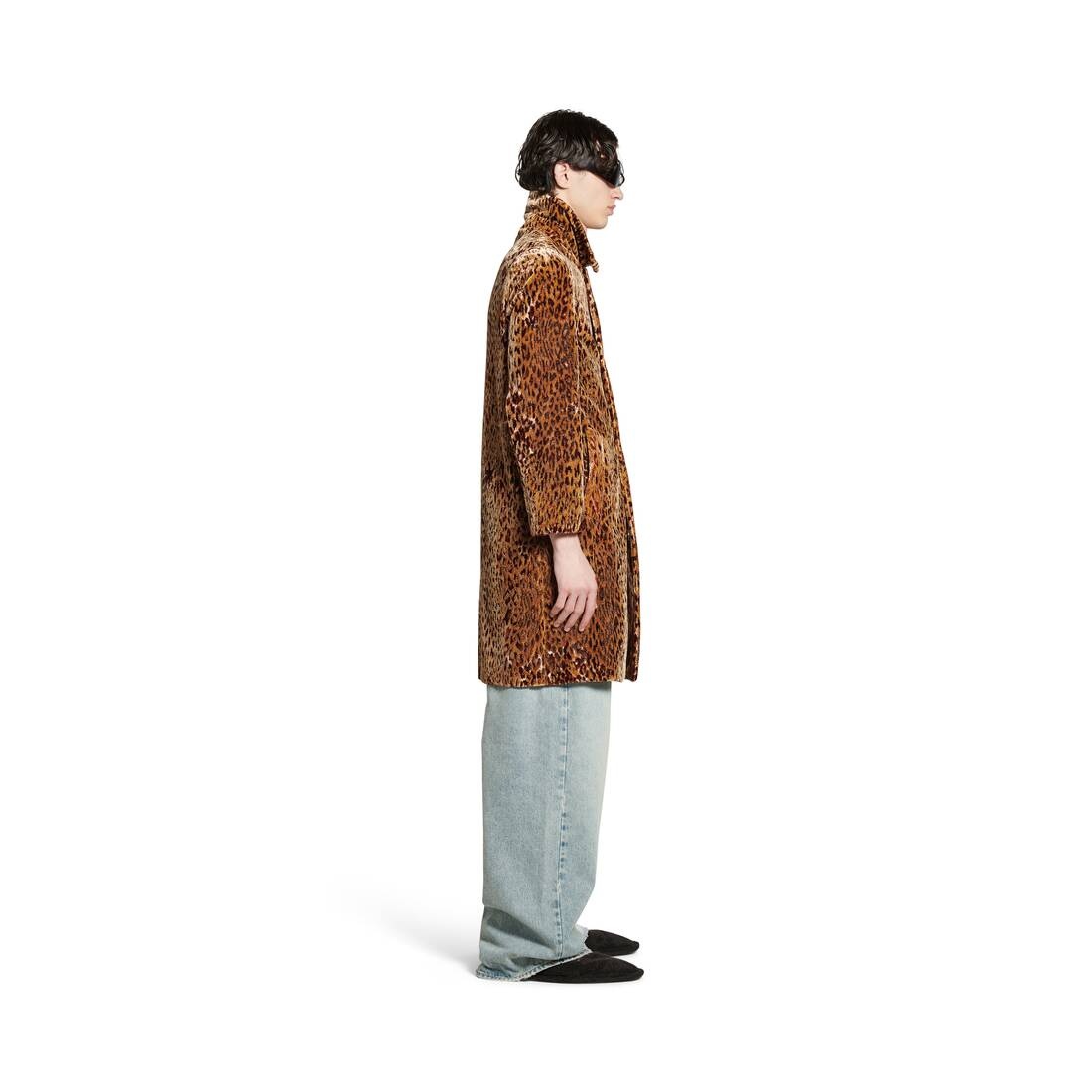 Leopard Shrunk Coat in Brown - 4