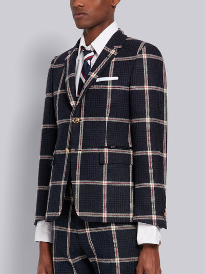 Thom Browne Navy Overcheck Prince of Wales Wool Hunting Tweed Classic Sport Coat outlook