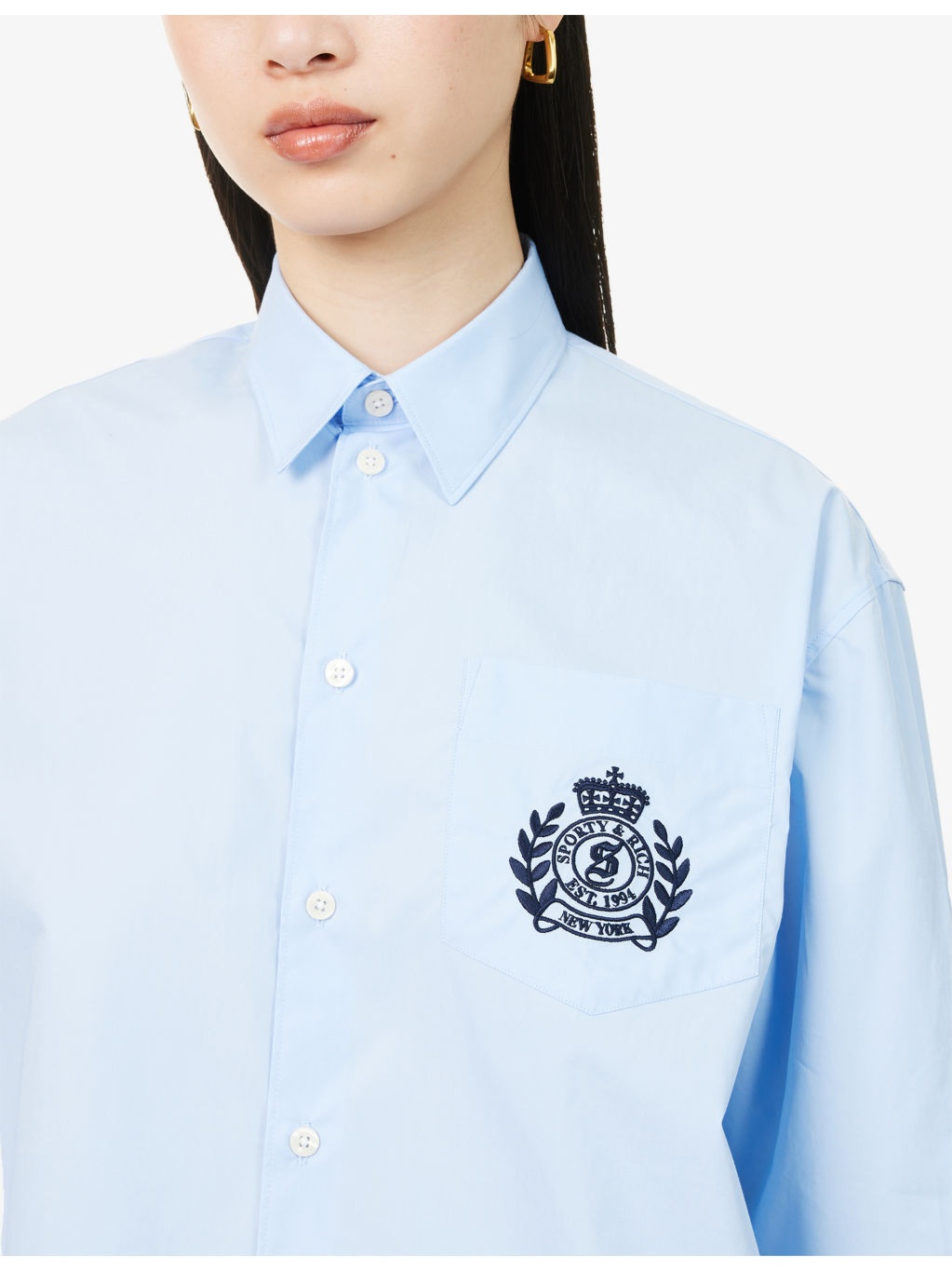 Oversized Riding Embroidered Cotton-Poplin Shirt - 5