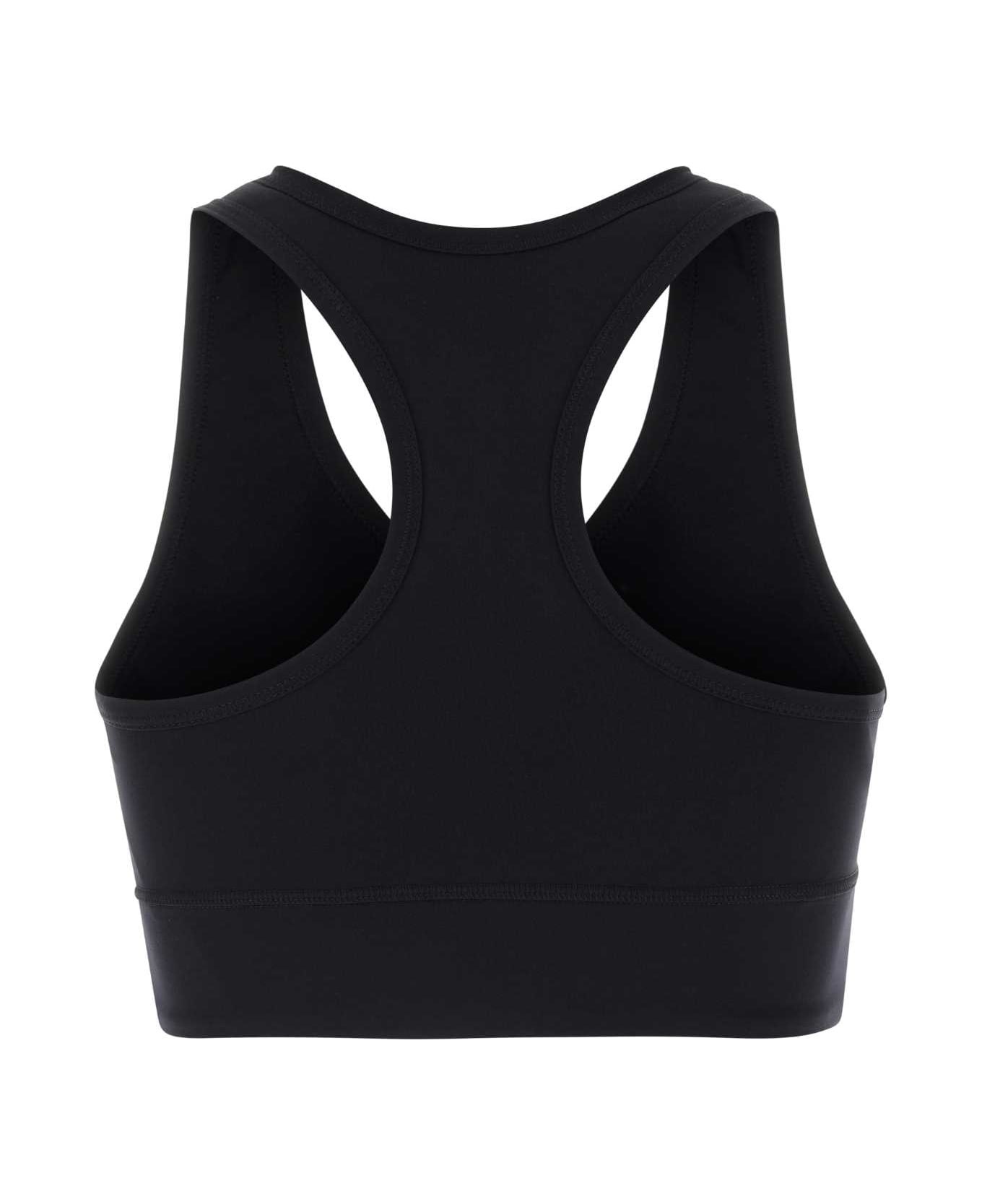 Black Stretch Nylon Crop-top - 2