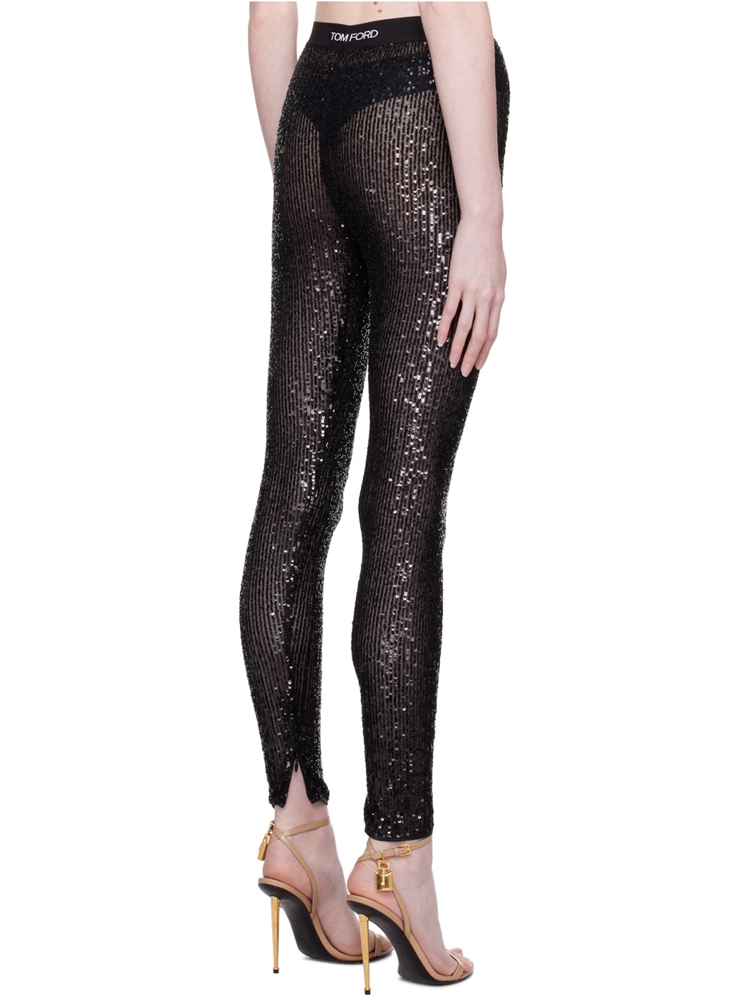 Black Sequinned Leggings - 3