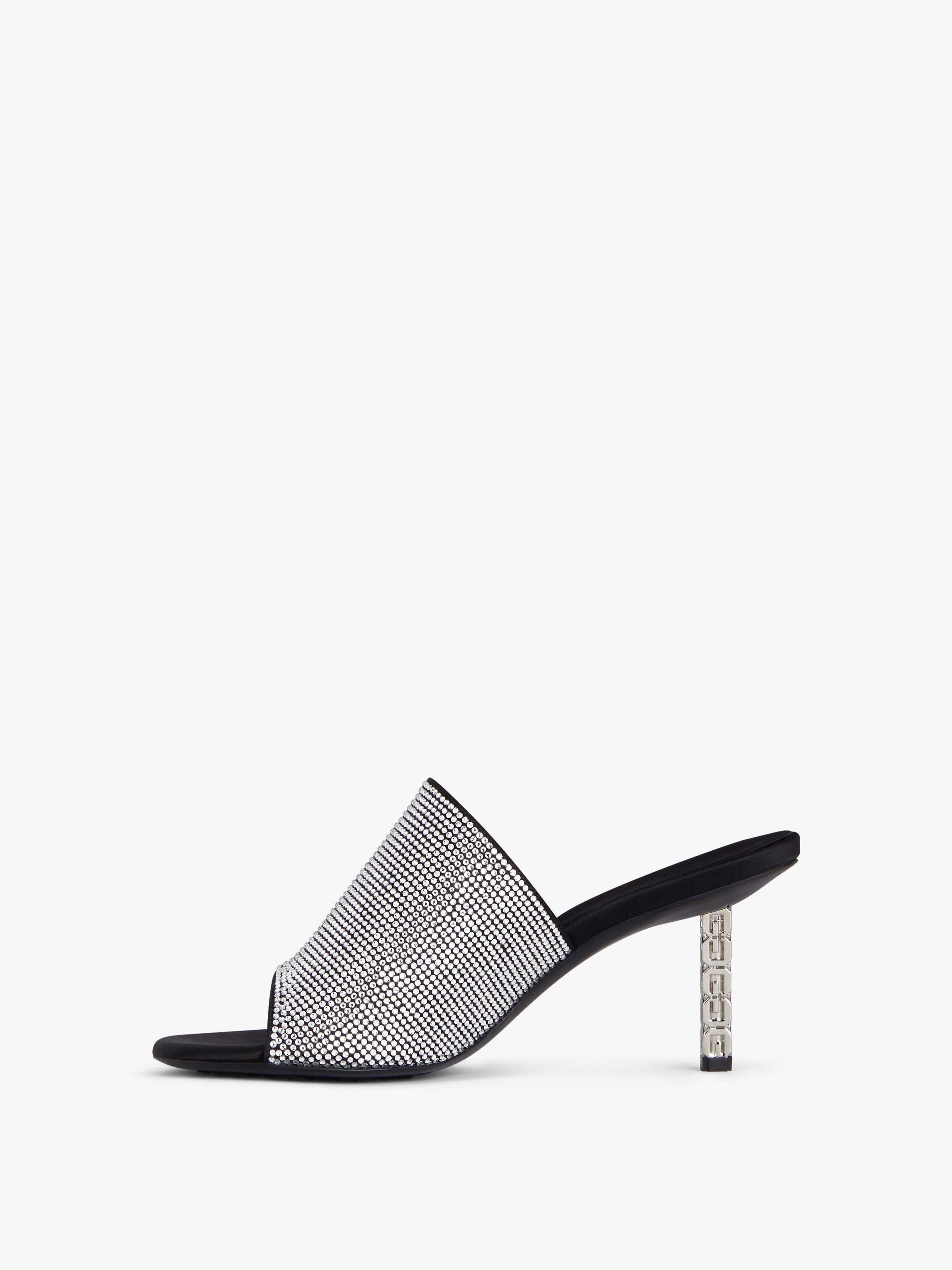 G CUBE MULES IN SATIN WITH STRASS - 3