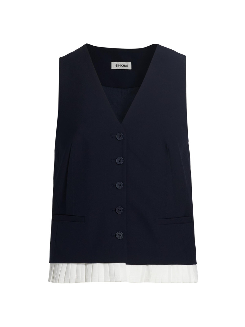Women's Laiken Pleated-Trim Vest - Midnight 1