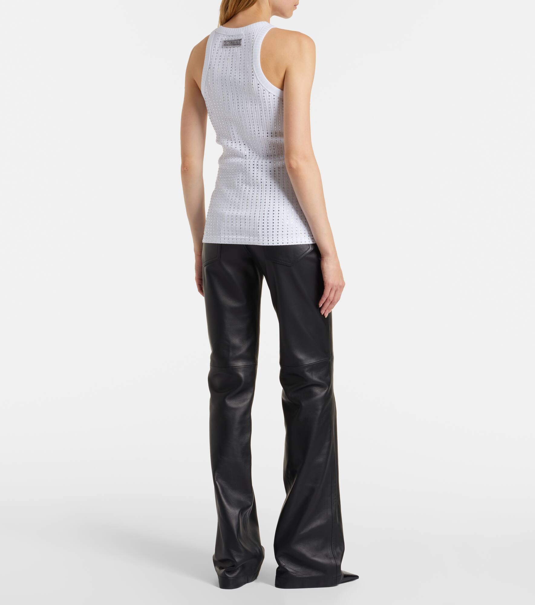 Embellished cotton jersey tank top - 3