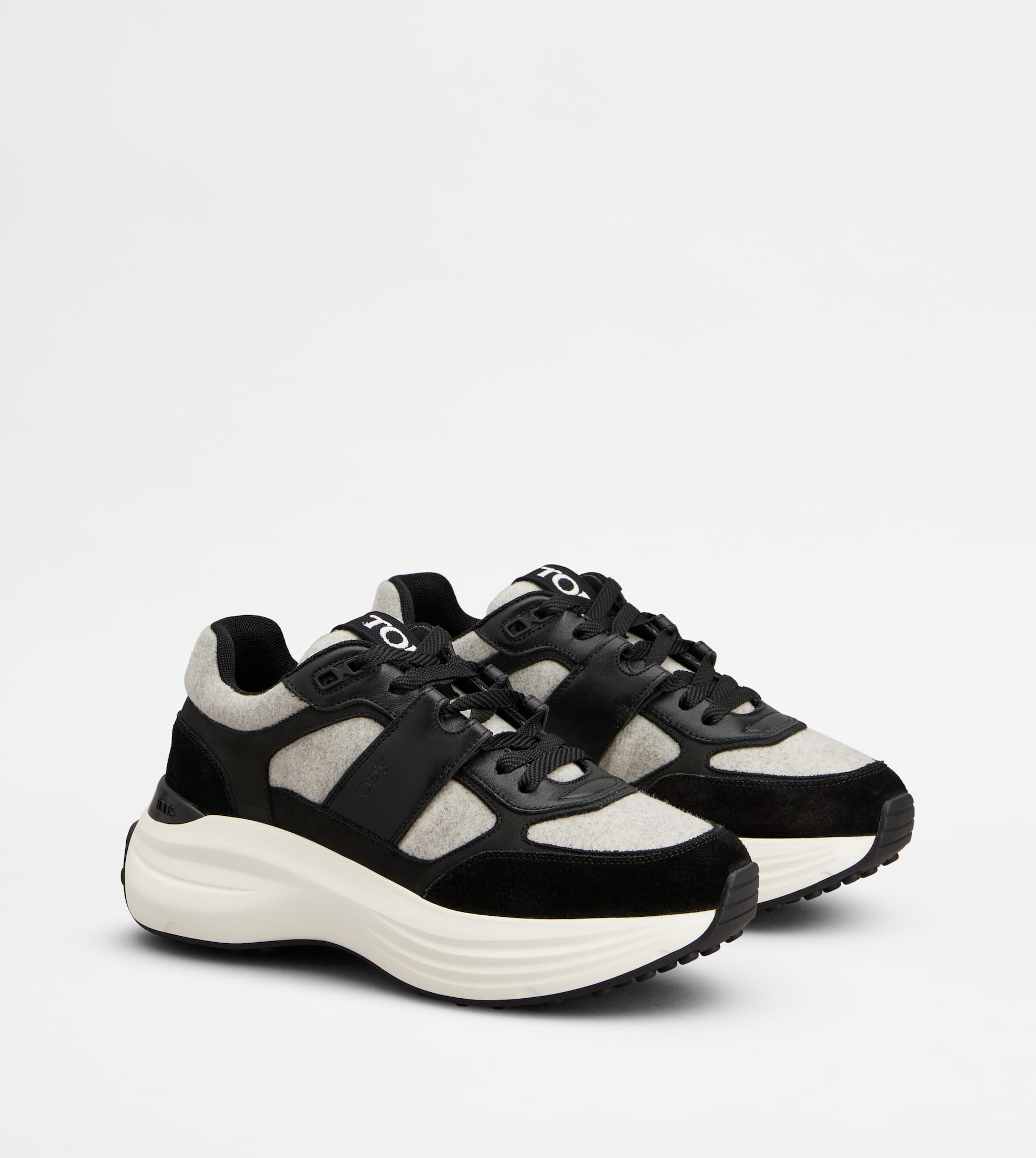 SNEAKERS IN FABRIC AND SUEDE - BLACK, GREY - 2