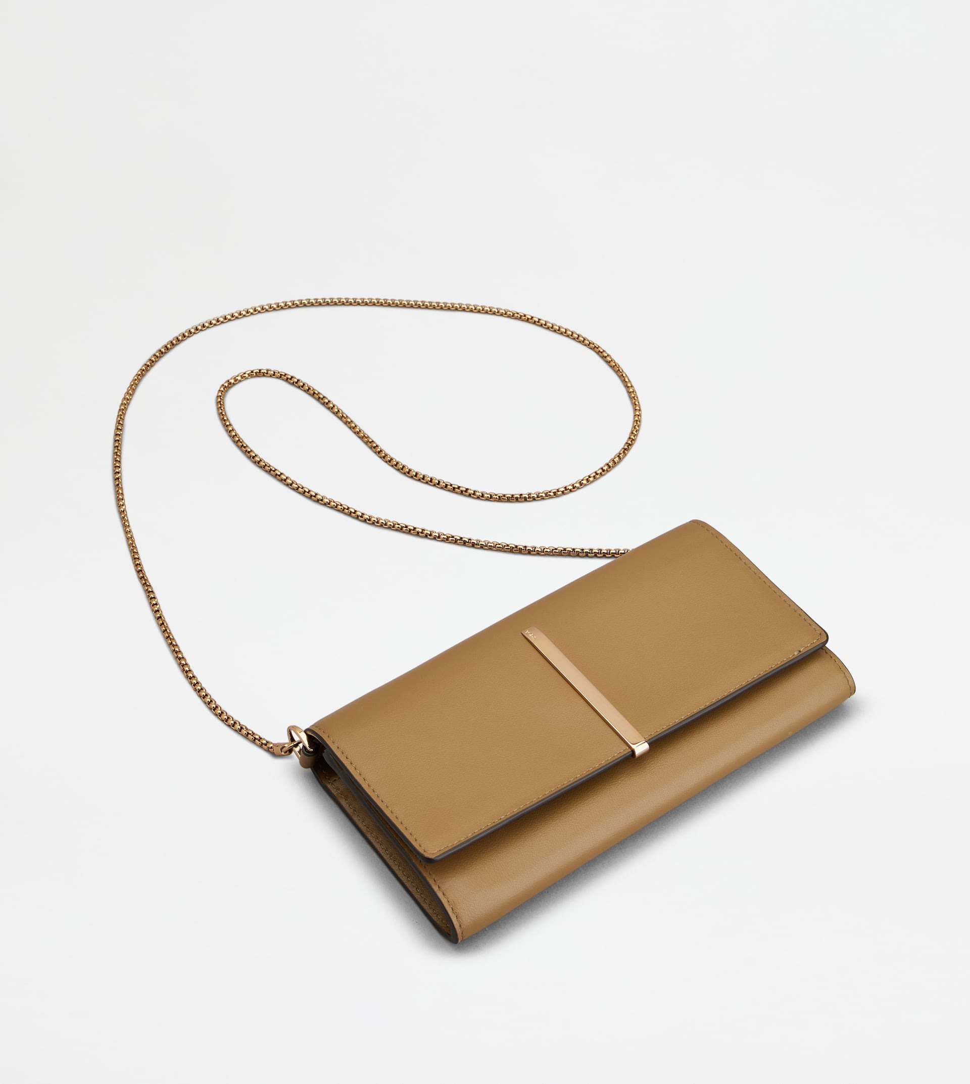 WALLET IN LEATHER WITH SHOULDER STRAP - BROWN - 4
