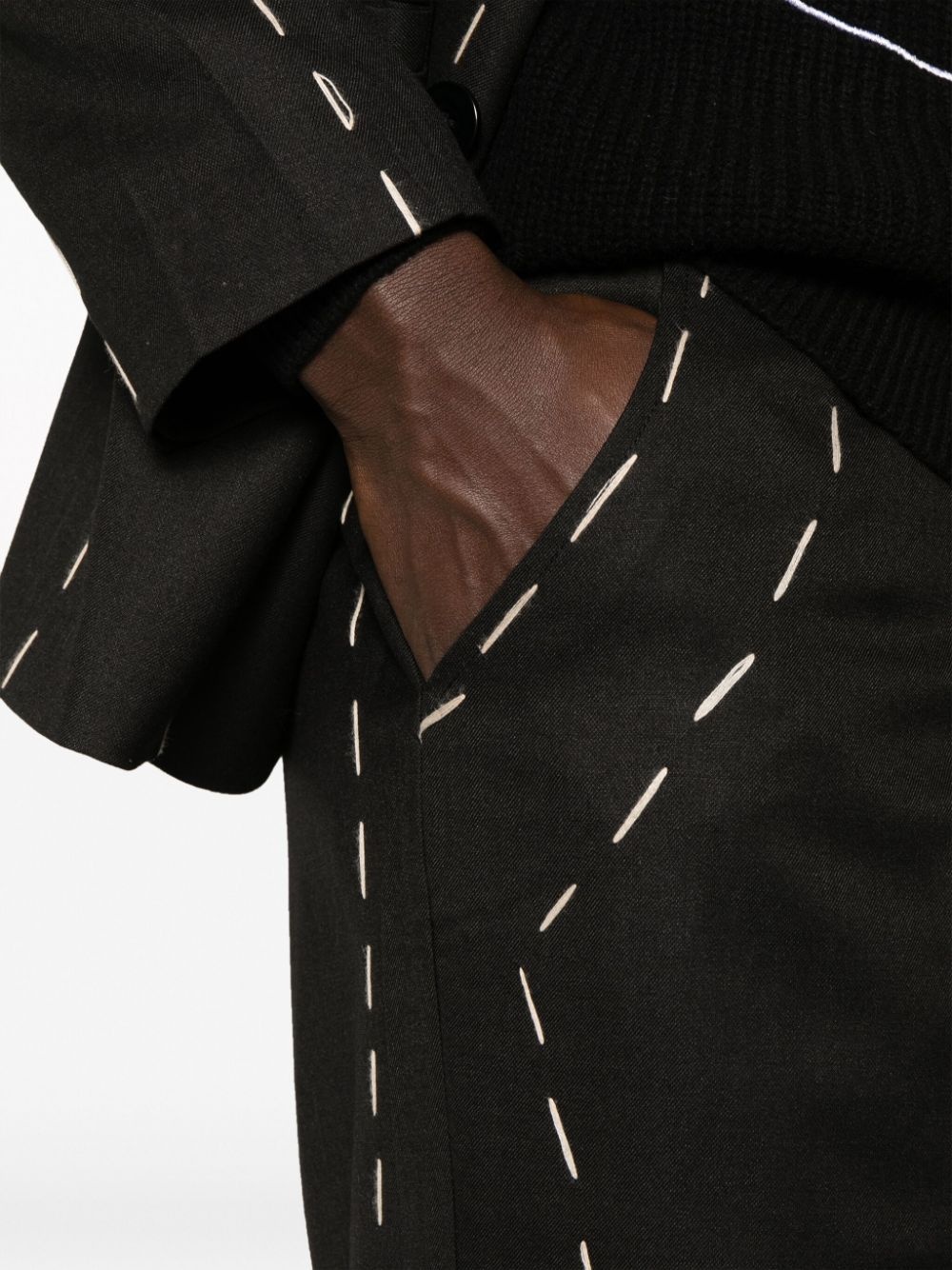 contrast-stitching straight-leg trousers - 5