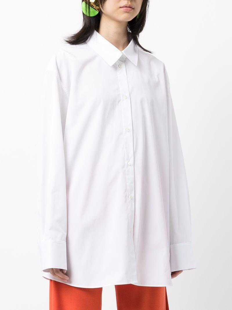 logo-embroidered ruched shirt - 4