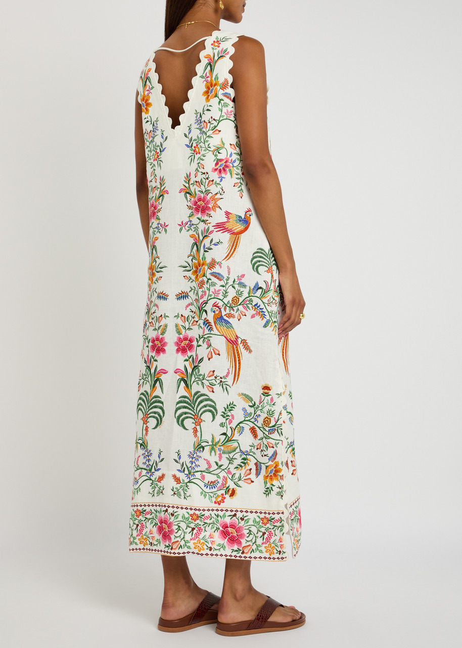 Farm Rio Delicate Forest Printed Linen Maxi Dress - 3