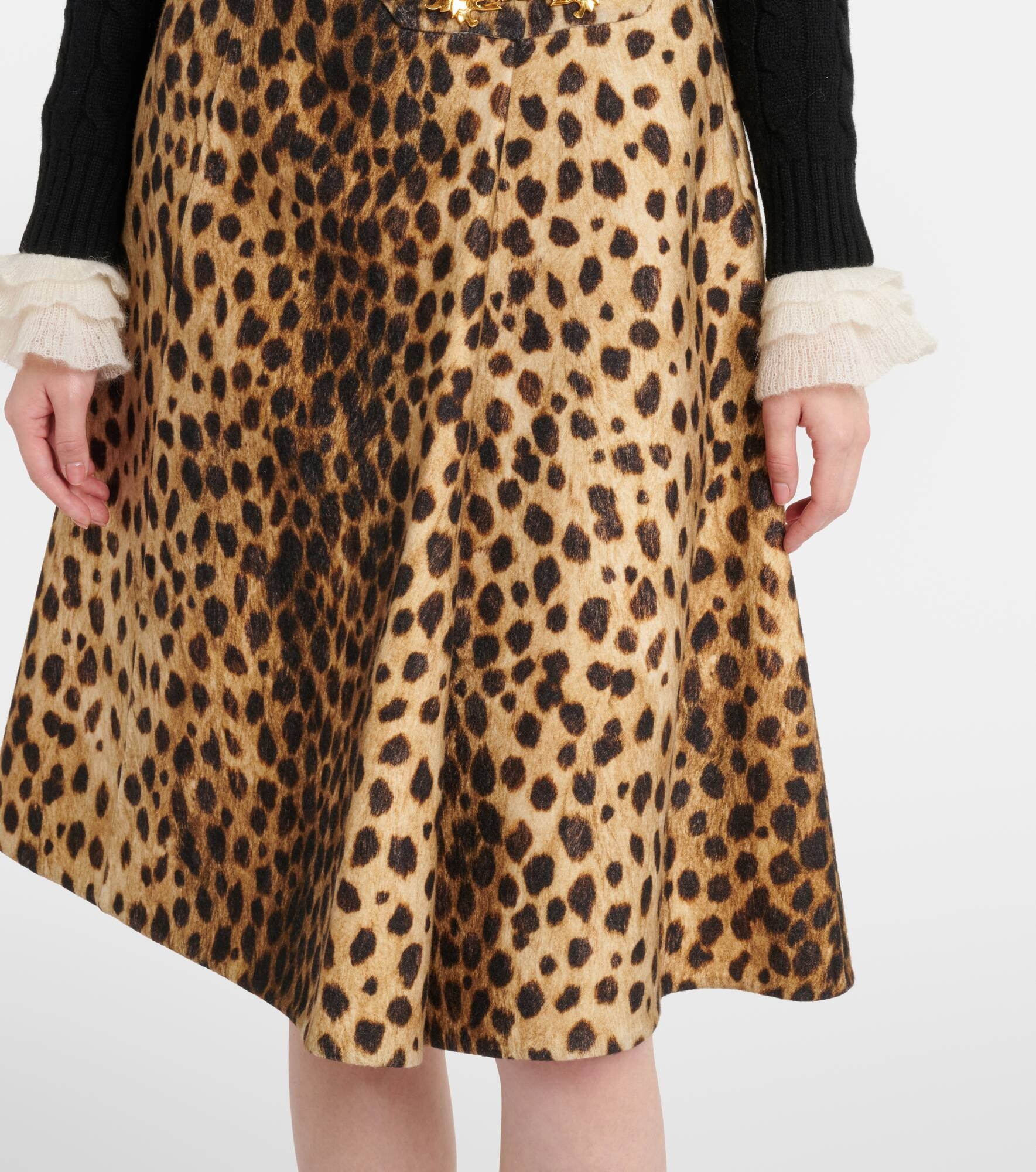 Leopard-print wool midi skirt - 5