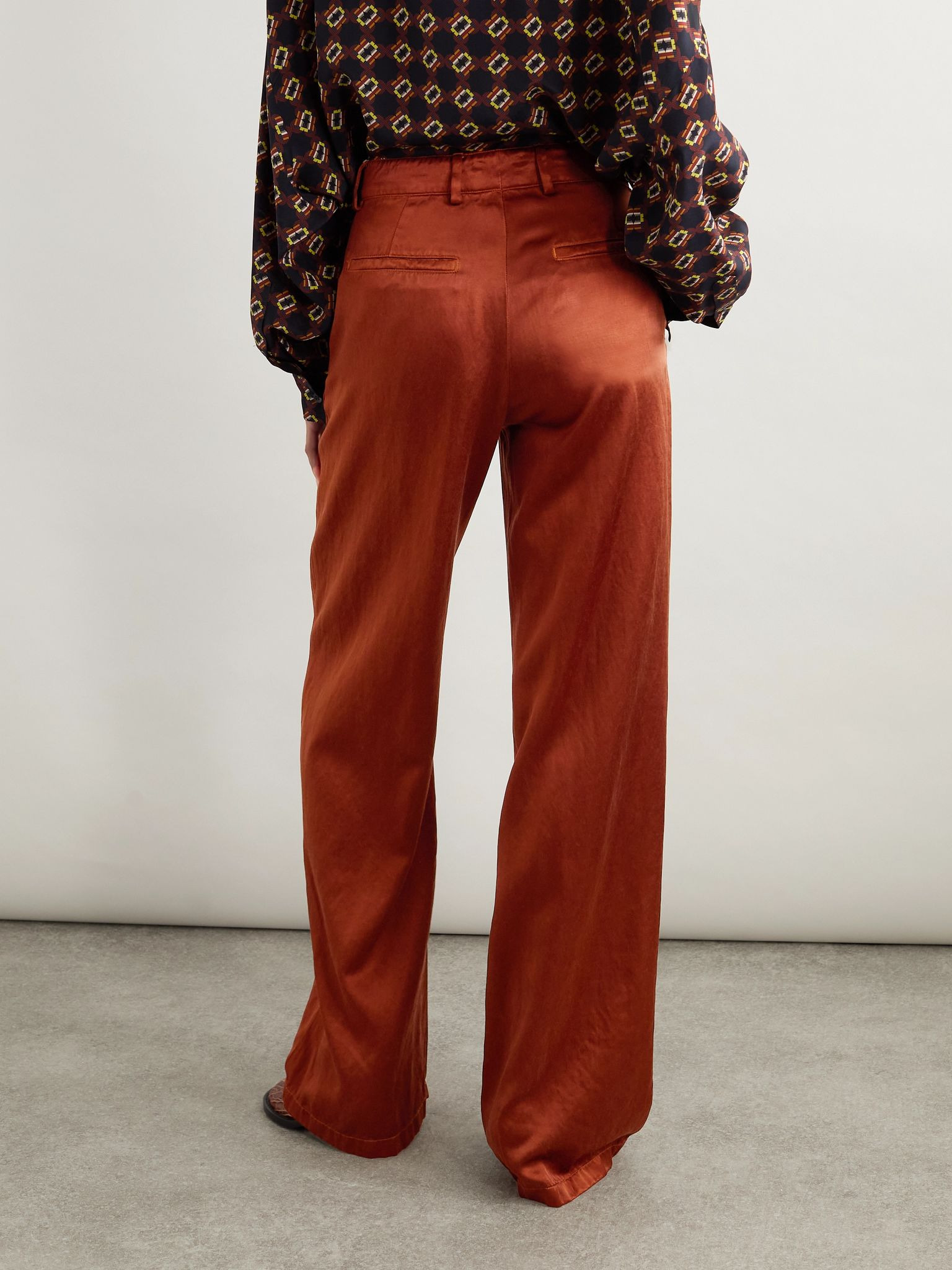 Twill wide-leg pants Orange - 4