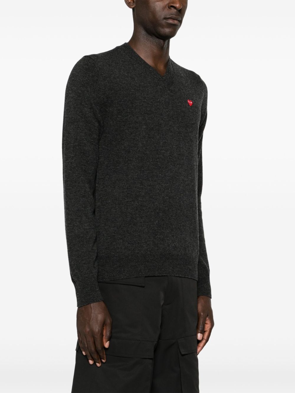 heart-patch wool jumper - 4