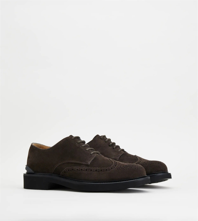 Tod's LACE-UPS IN SUEDE - BROWN outlook