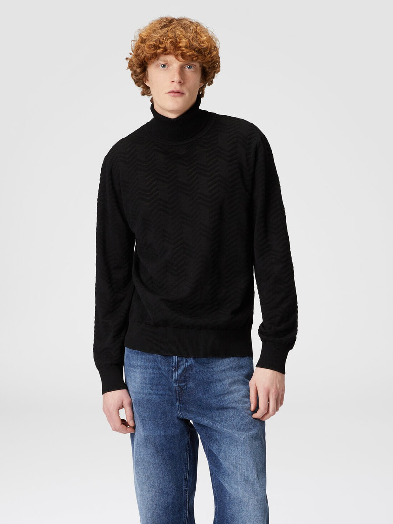 Wool turtleneck pullover with tone-on-tone chevron 4