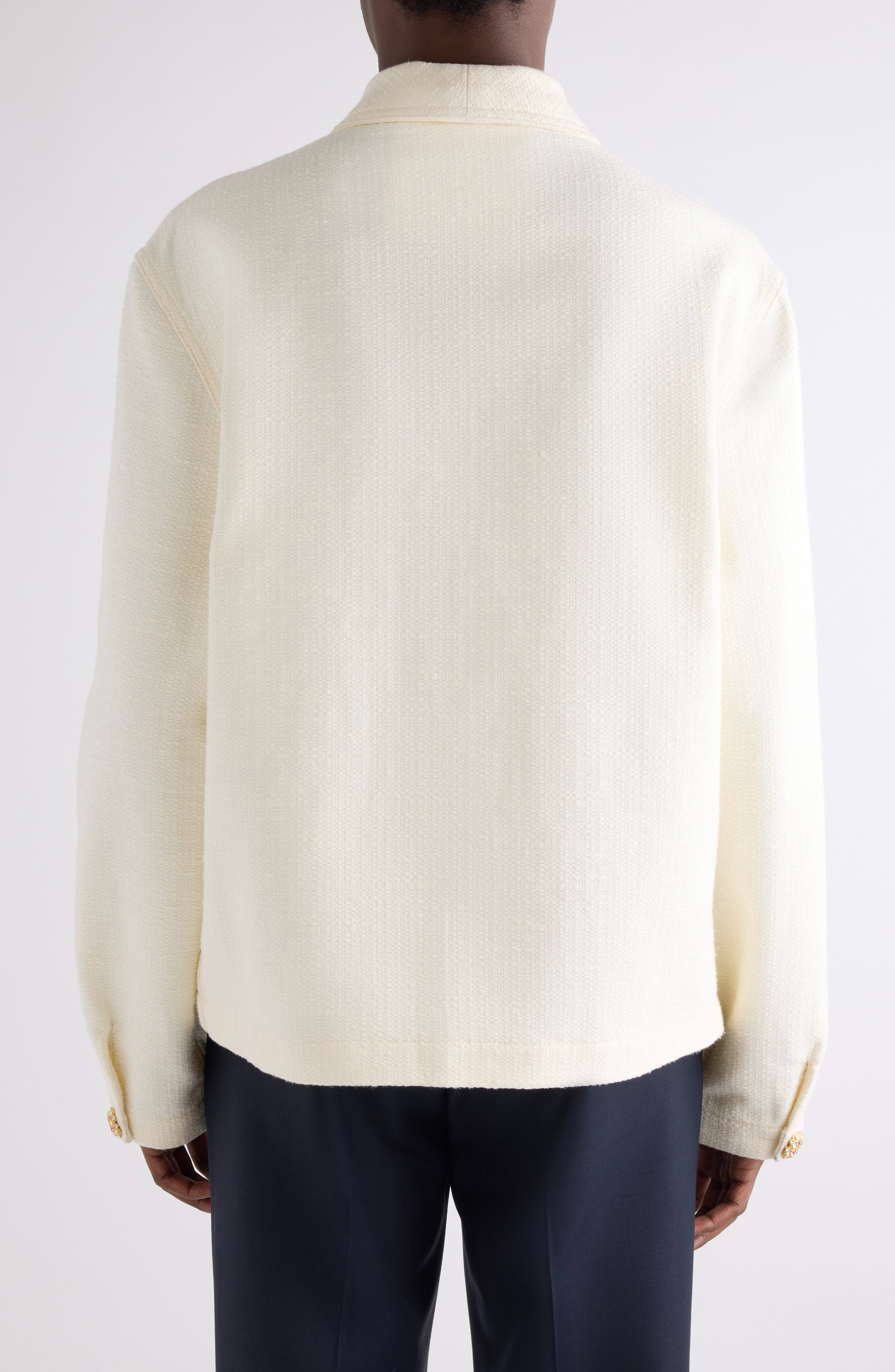 Givenchy Crystal & Imitation Pearl Button Shawl Collar Tweed Jacket in White at Nordstrom - 2