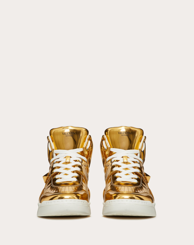 ONE STUD MID-TOP SNEAKER IN MIRROR-FINISH SYNTHETIC FABRIC 4