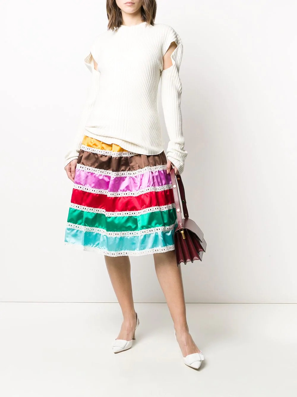 high-waisted striped prairie skirt - 2