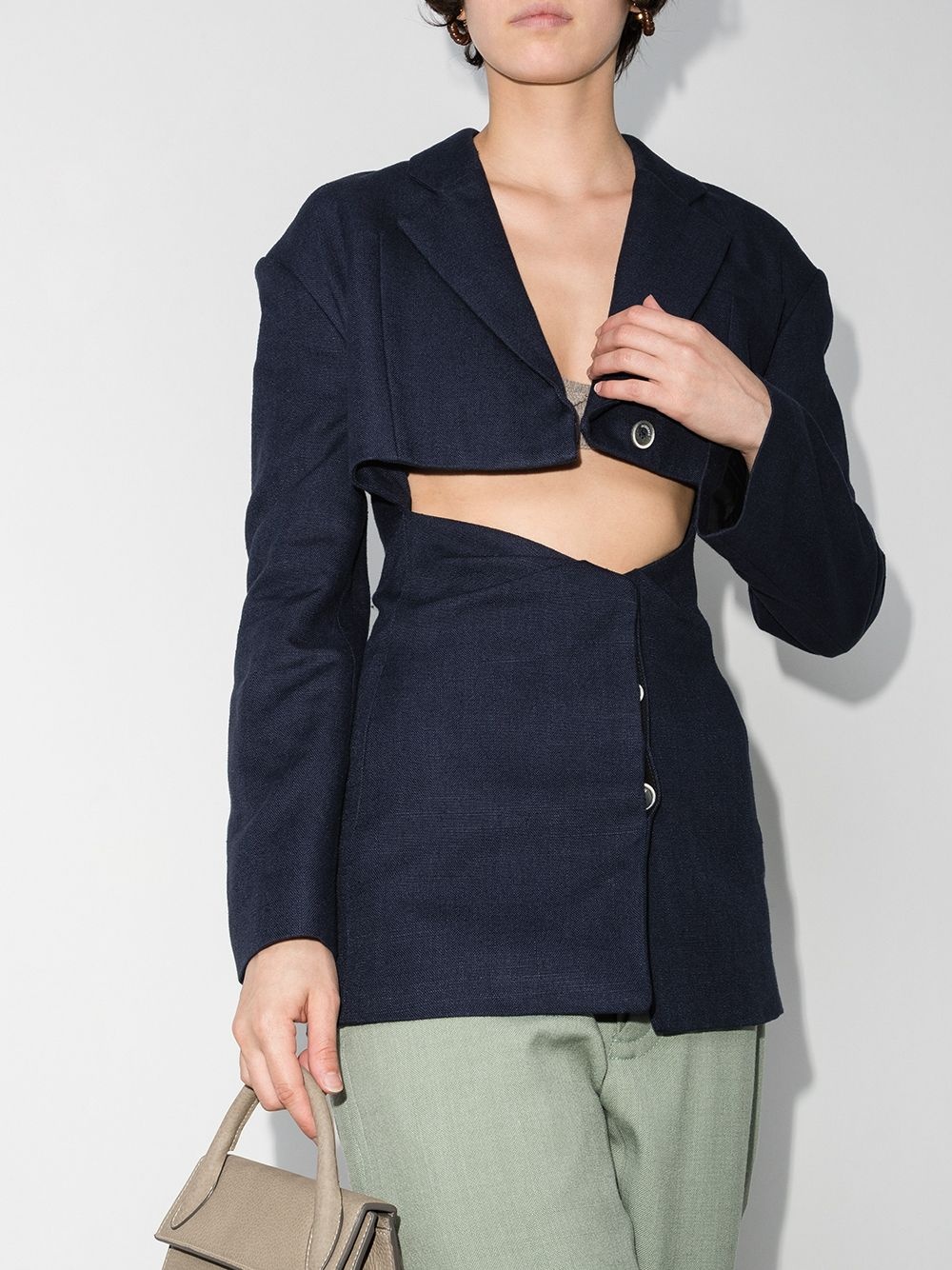 single-breasted cut-out blazer - 2