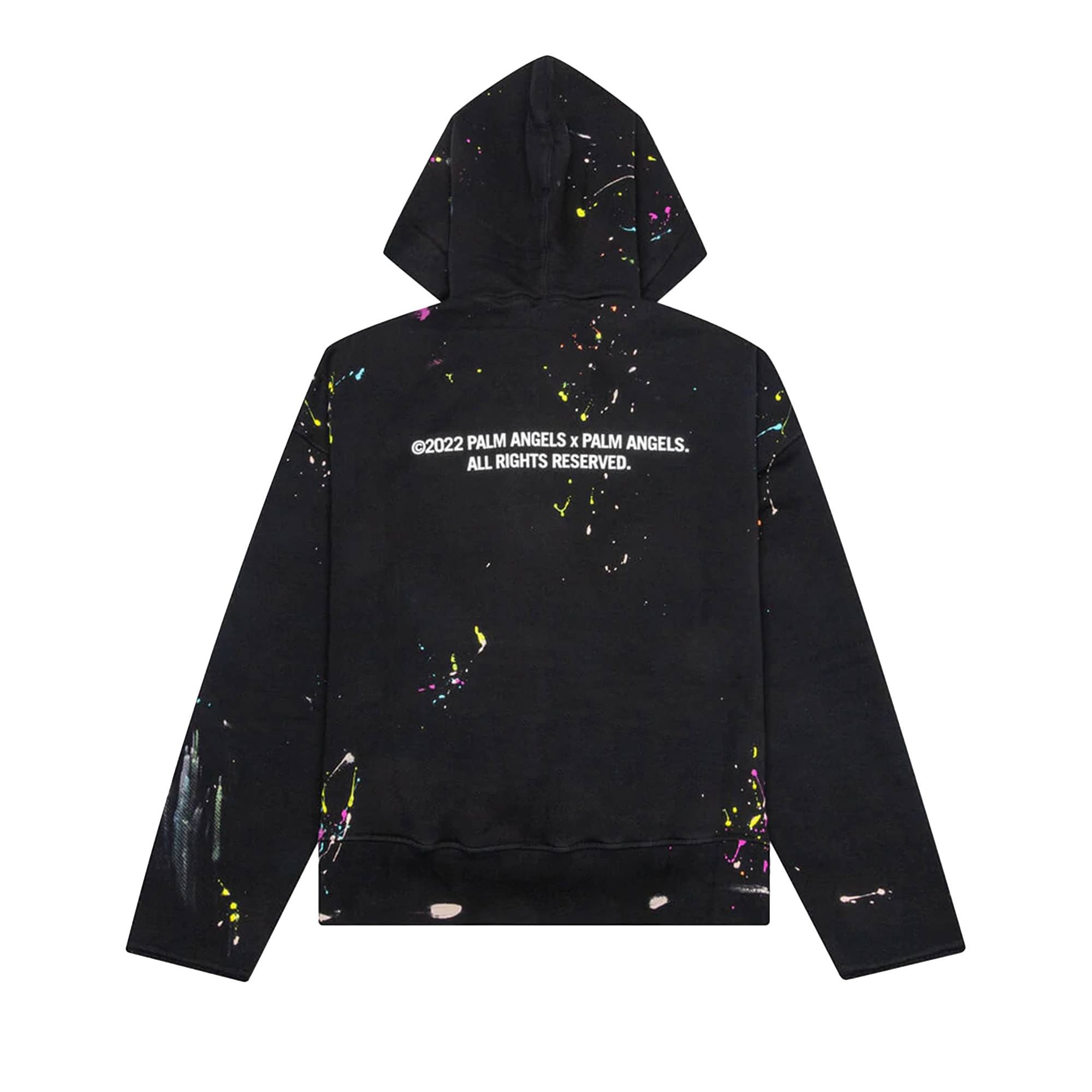 Palm Angels PxP Painted Raw Cut Hoodie 'Black/White' - 2