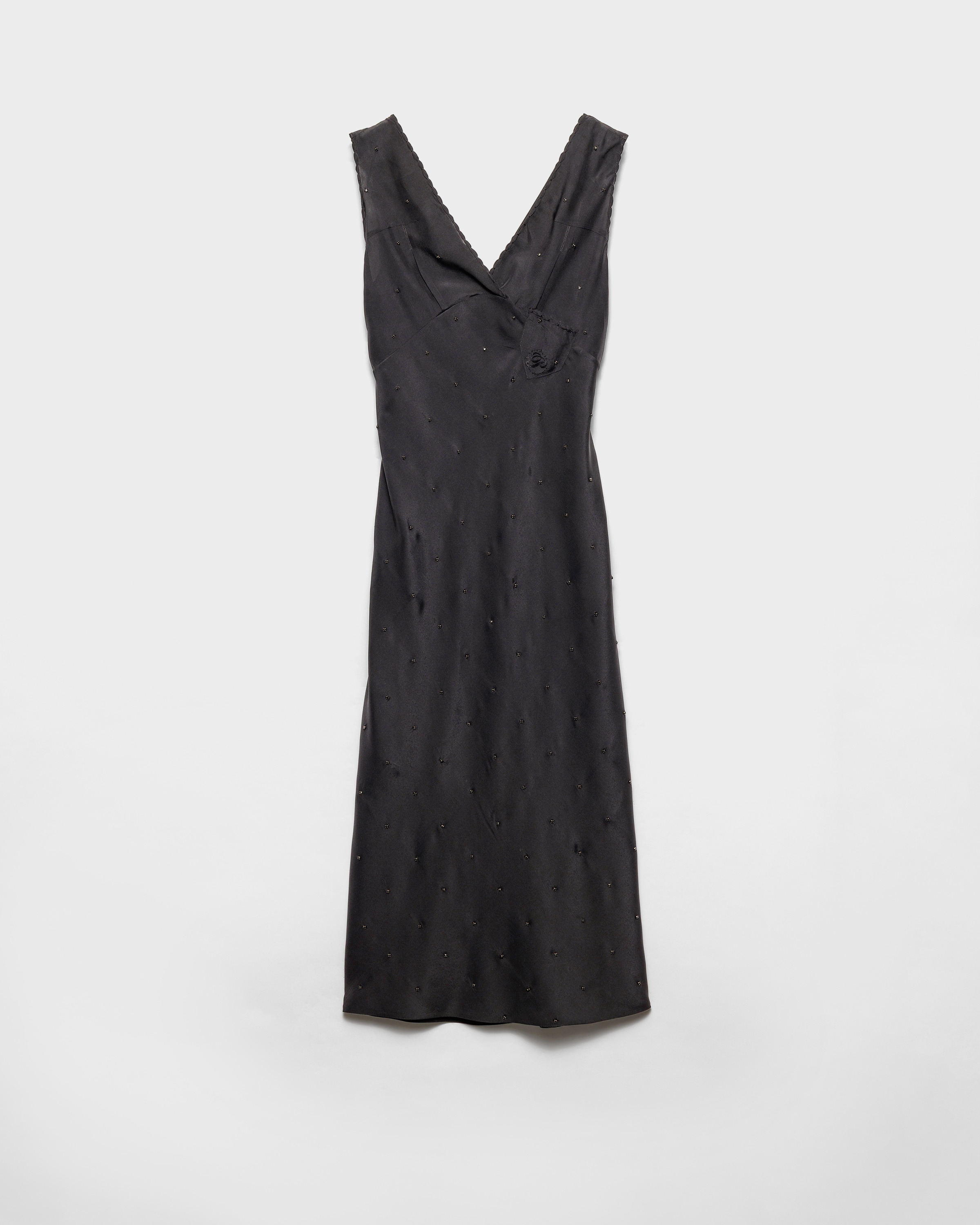 Embroidered vintage-effect habutai silk dress - 1