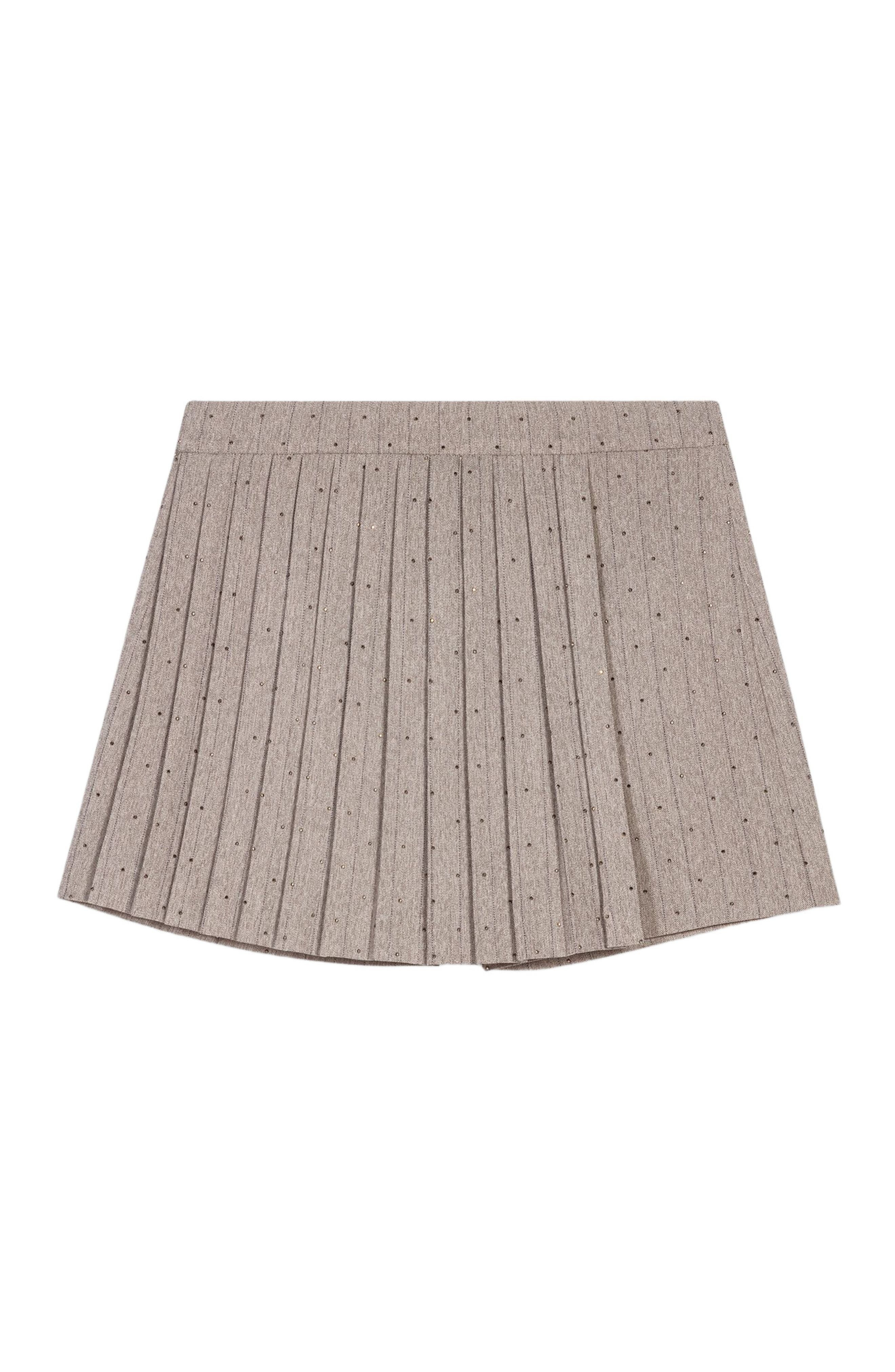 maje Pleated rhinestone skort in Light Grey at Nordstrom - 6