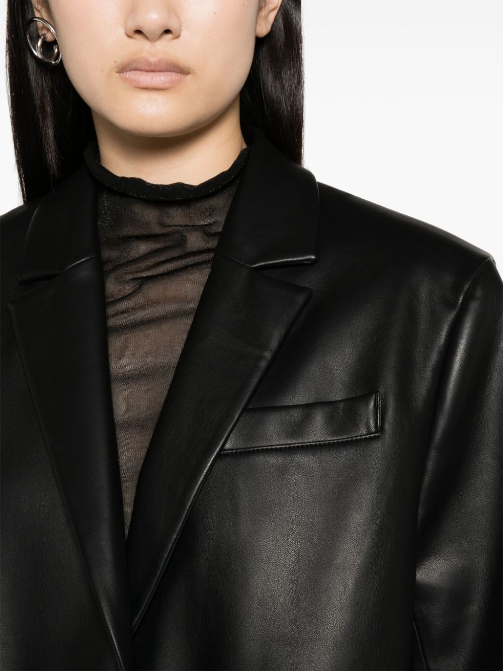 faux-leather single-breasted blazer - 5