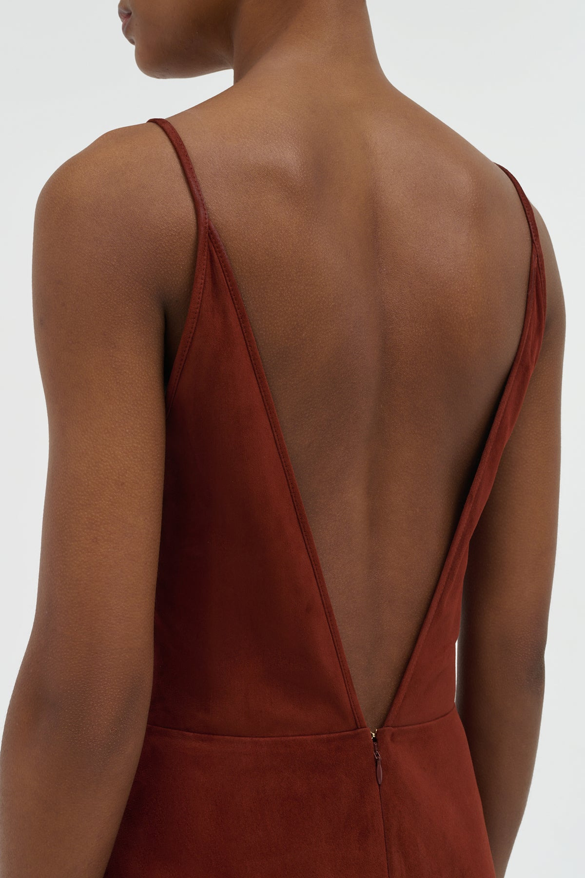 Brigita Slip Dress in Burnt Sienna Suede - 6